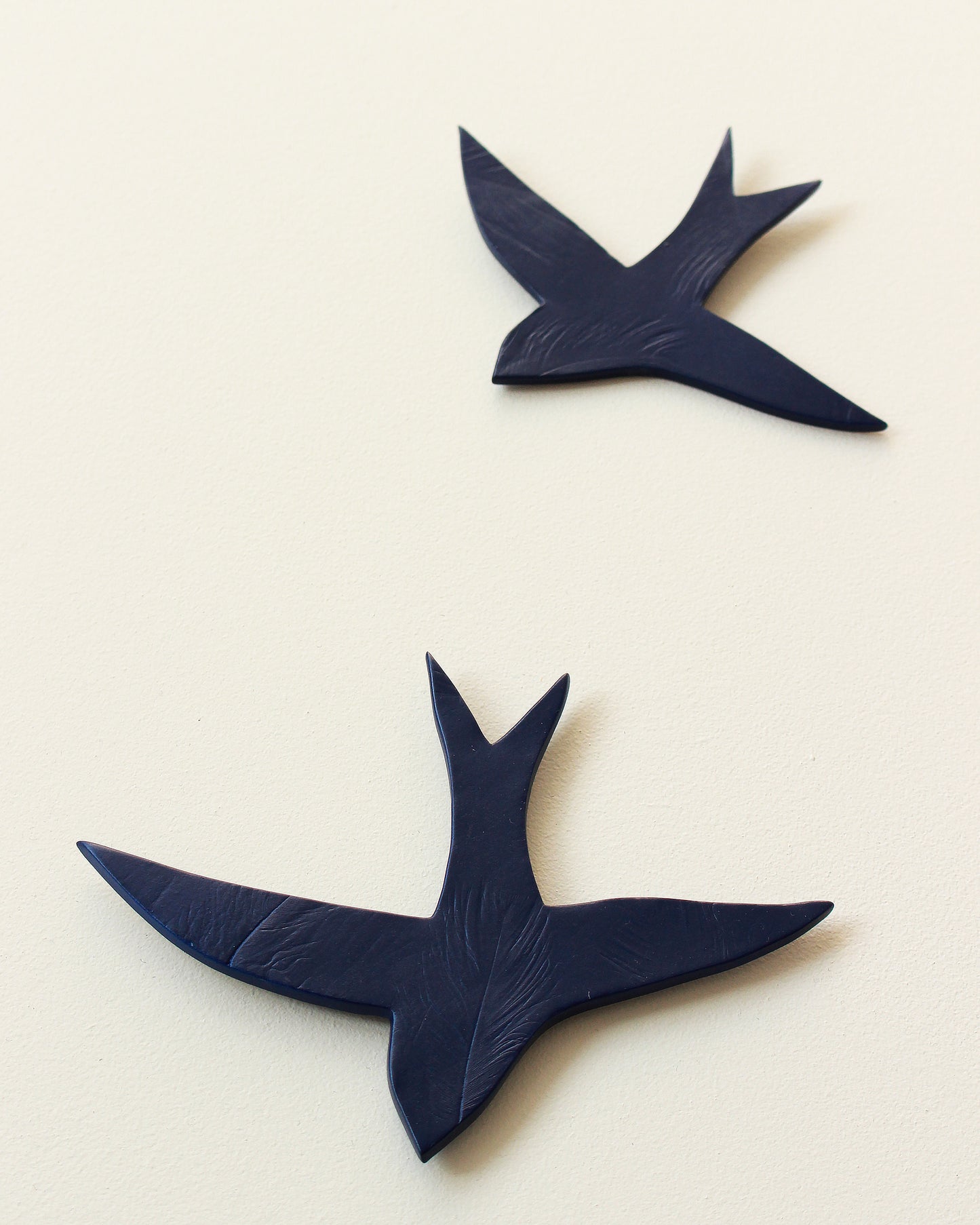 We Fly at Midnight - Navy Blue Ceramic Swallow Wall Art Bird Sculpture
