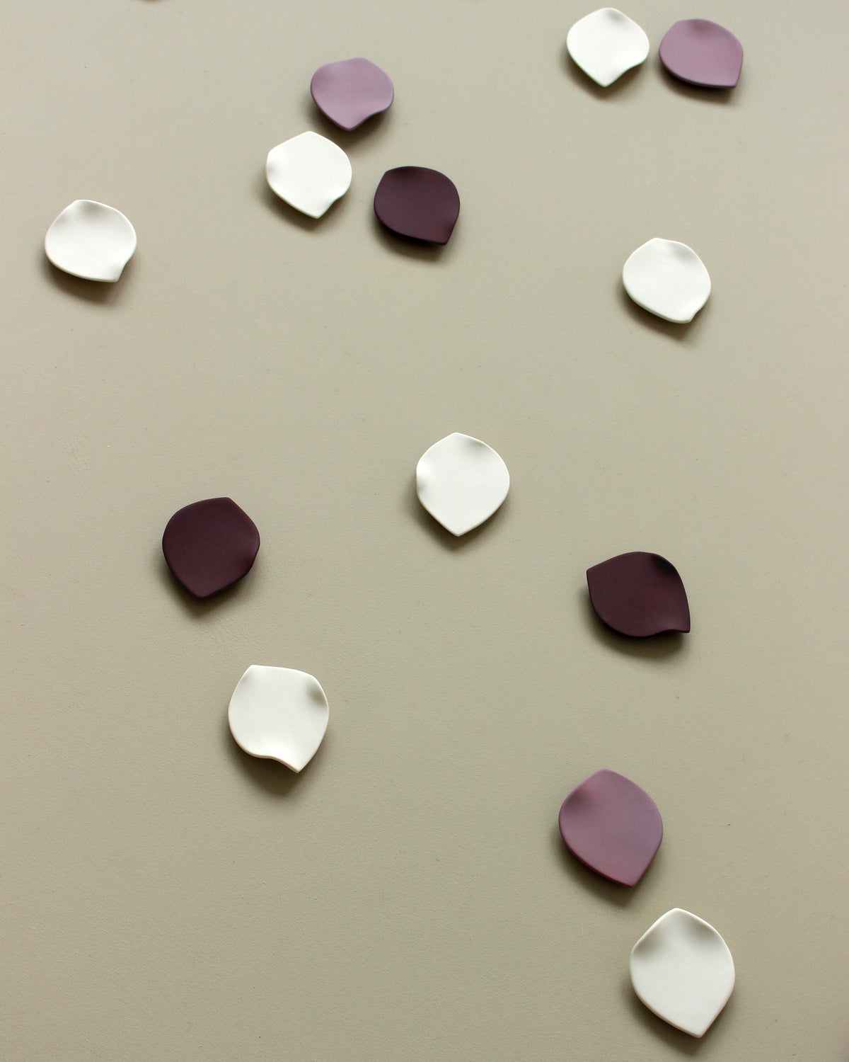 Blossom Petals - Original Ceramic Wall Artwork in Porcelain, Deep Blackberry Purple and Soft Violet