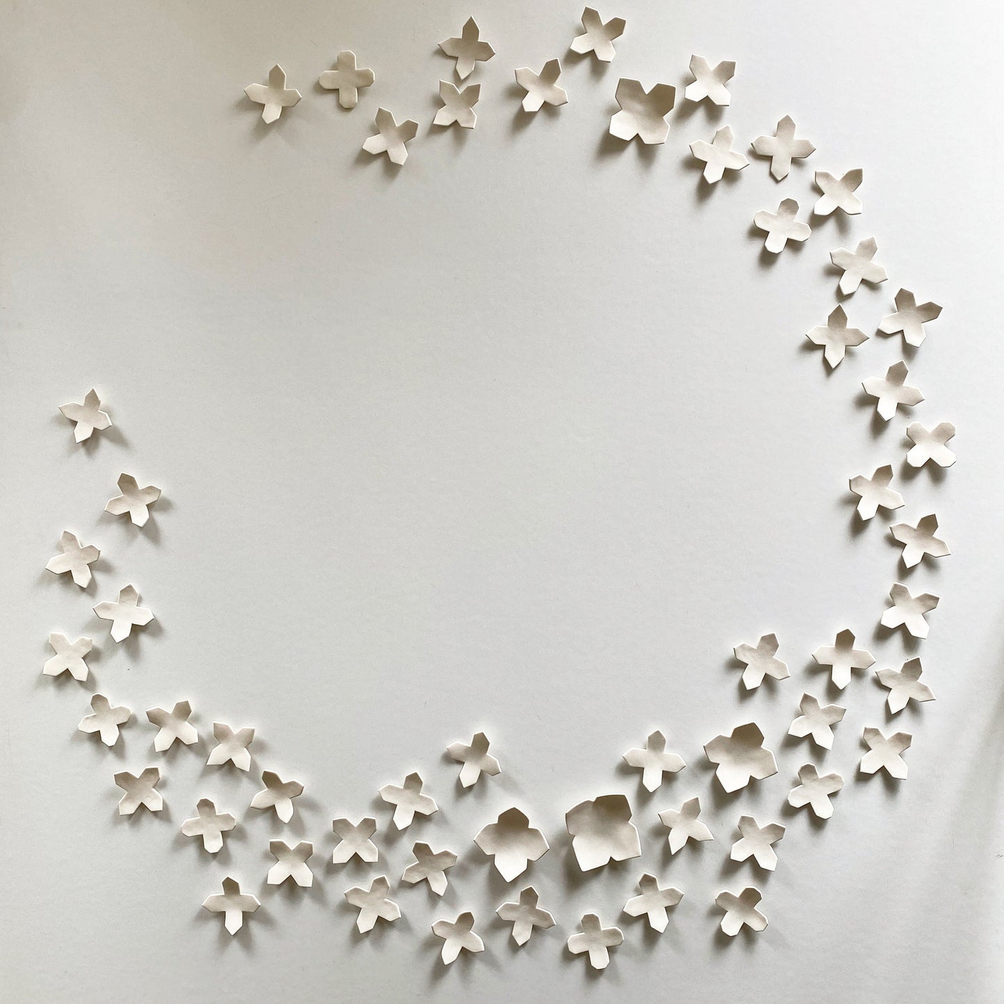 Abstract extra large wall art sculpture set 60 Ceramic geometric flowers White porcelain Modern original artwork Minimal contemporary craft MADE TO ORDER