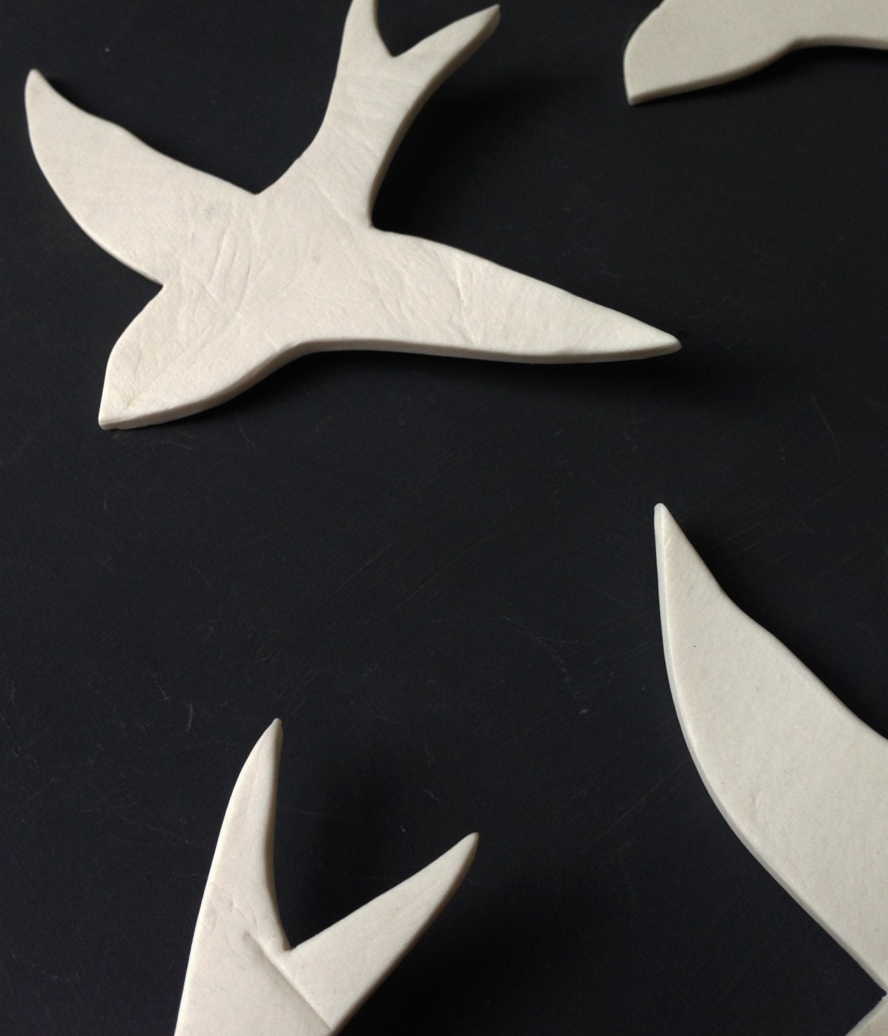 Wall sculpture swallows We three together Gray birds Porcelain ceramics Handmade wall art Charcoal grey bathroom kitchen living room