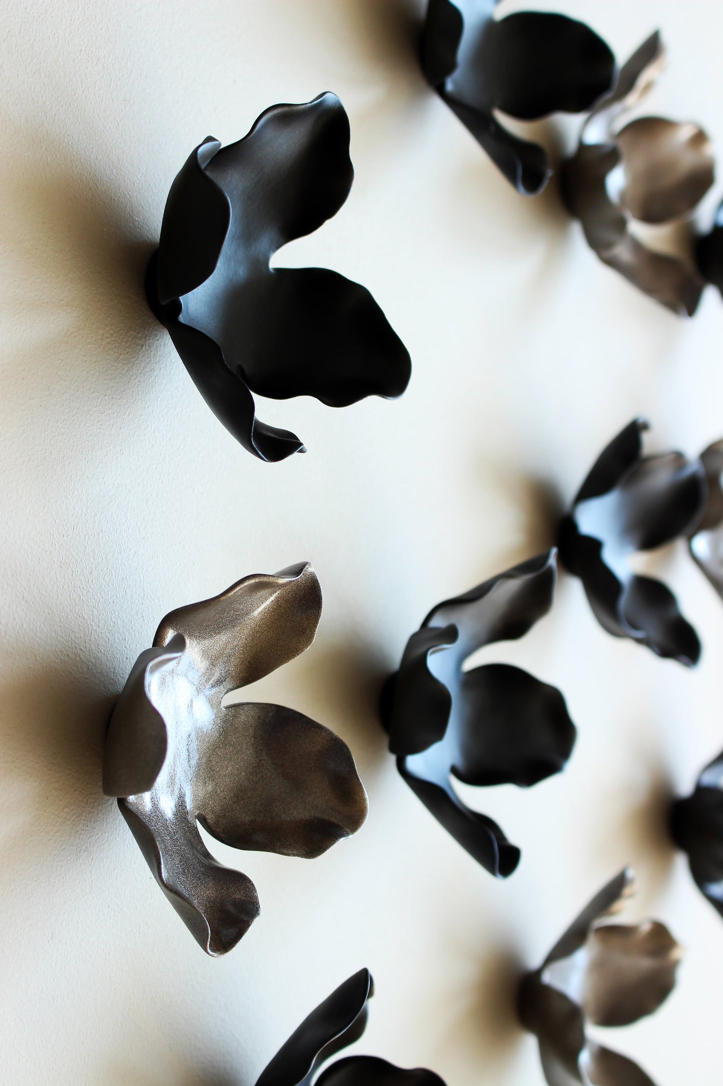 Garland - Metallic Bronze and Black Wall Art Flowers - Floral Porcelain 3D Ceramic Sculpture 22