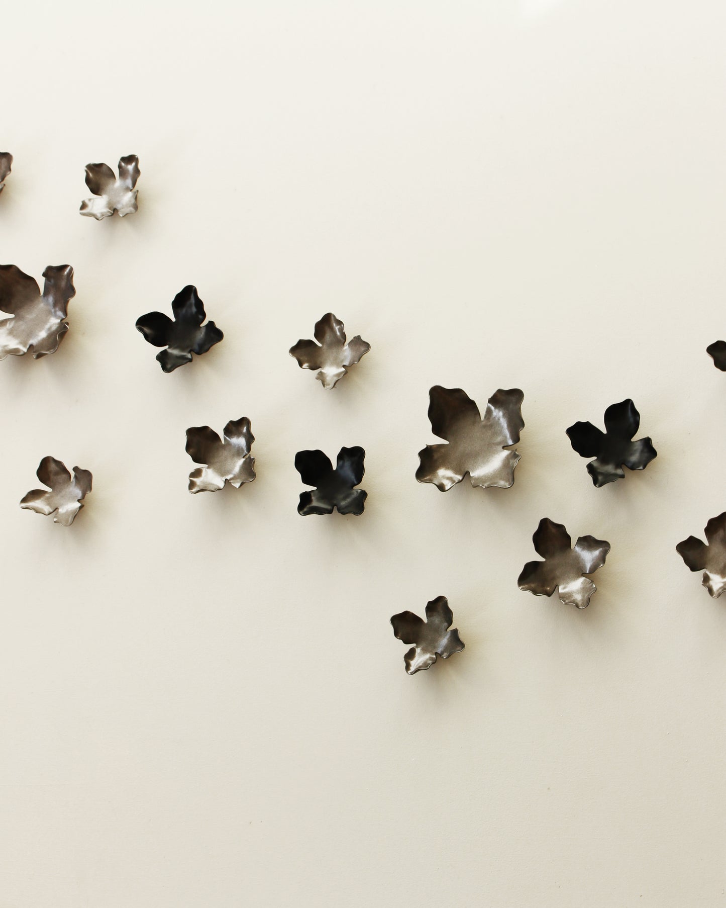 Garland - Metallic Bronze and Black Wall Art Flowers - Floral Porcelain 3D Ceramic Sculpture 22