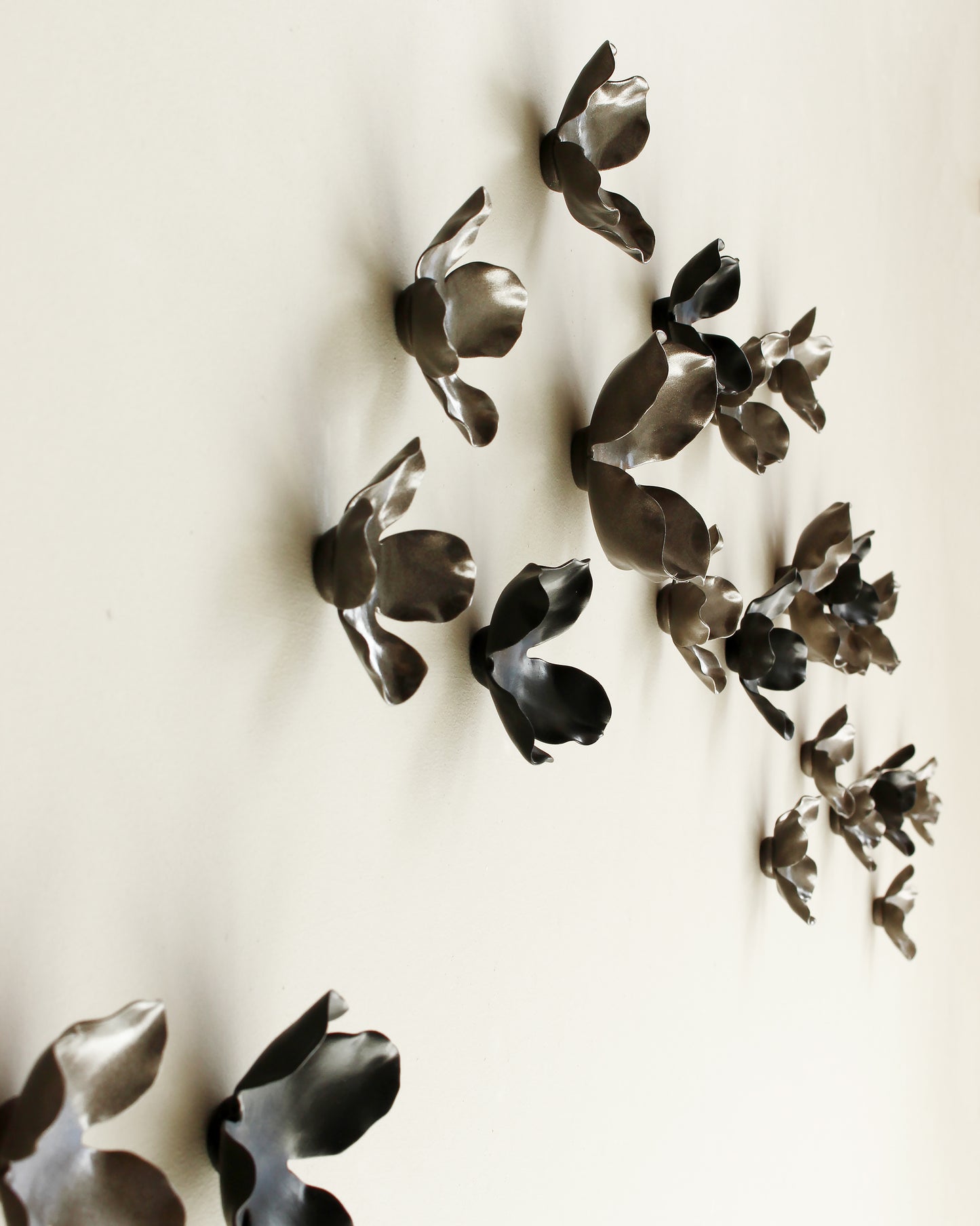 Garland - Metallic Bronze and Black Wall Art Flowers - Floral Porcelain 3D Ceramic Sculpture 22