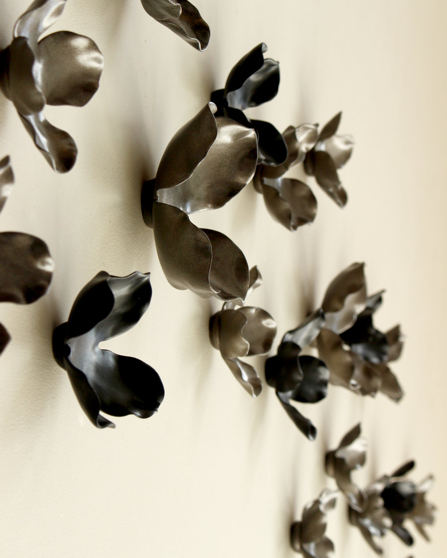 Garland - Metallic Bronze and Black Wall Art Flowers - Floral Porcelain 3D Ceramic Sculpture 22