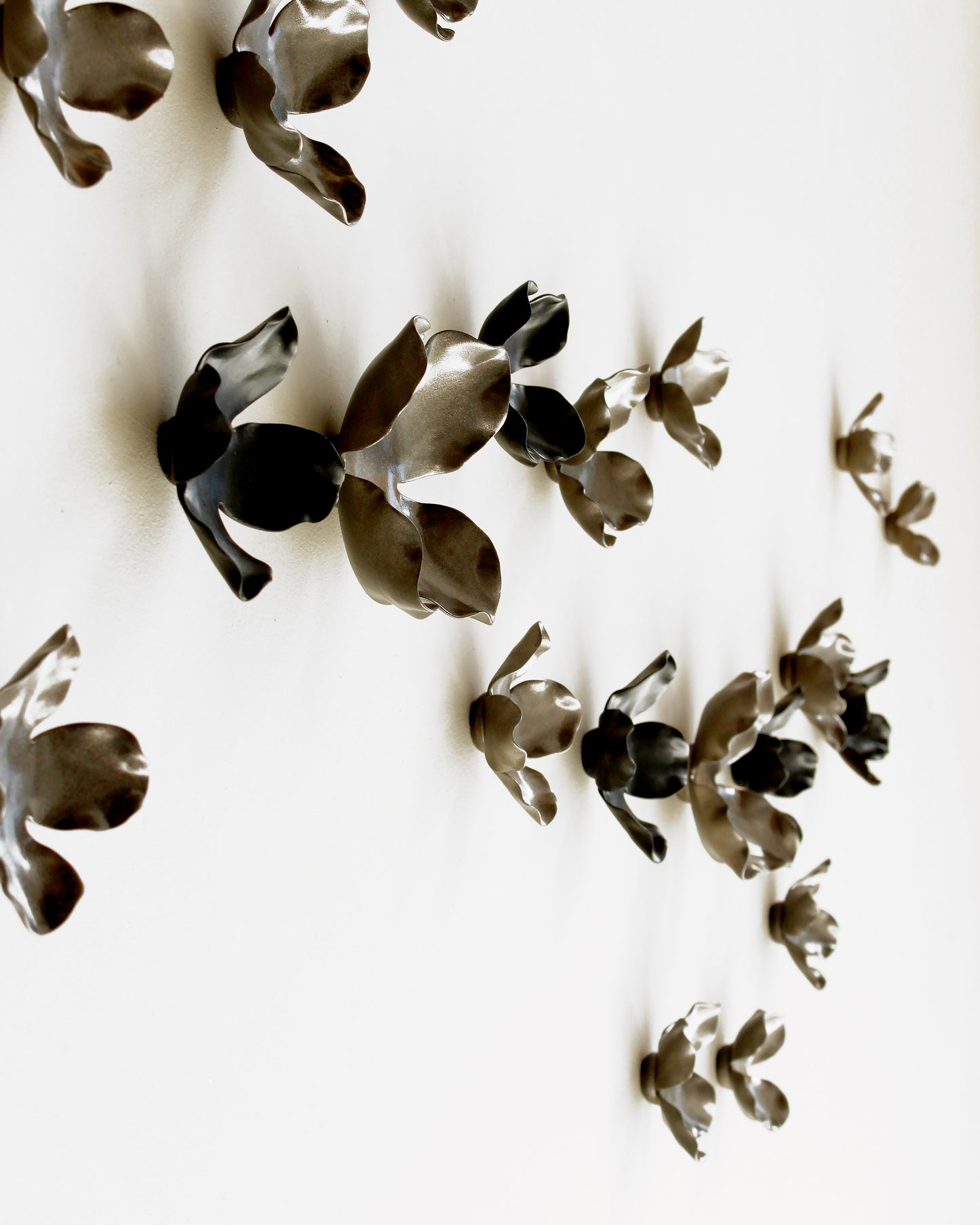Garland - Metallic Bronze and Black Wall Art Flowers - Floral Porcelain 3D Ceramic Sculpture 22