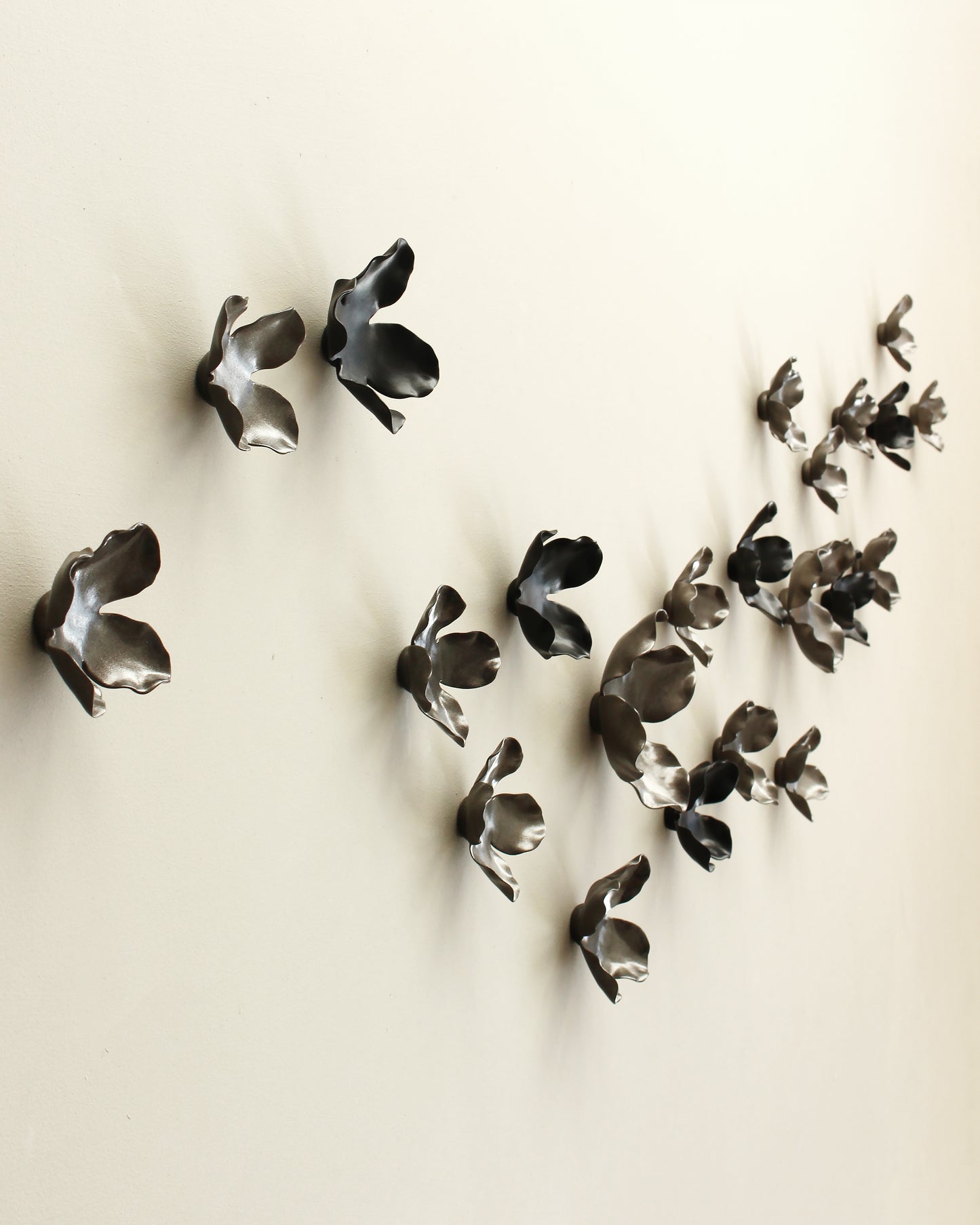 Garland - Metallic Bronze and Black Wall Art Flowers - Floral Porcelain 3D Ceramic Sculpture 22