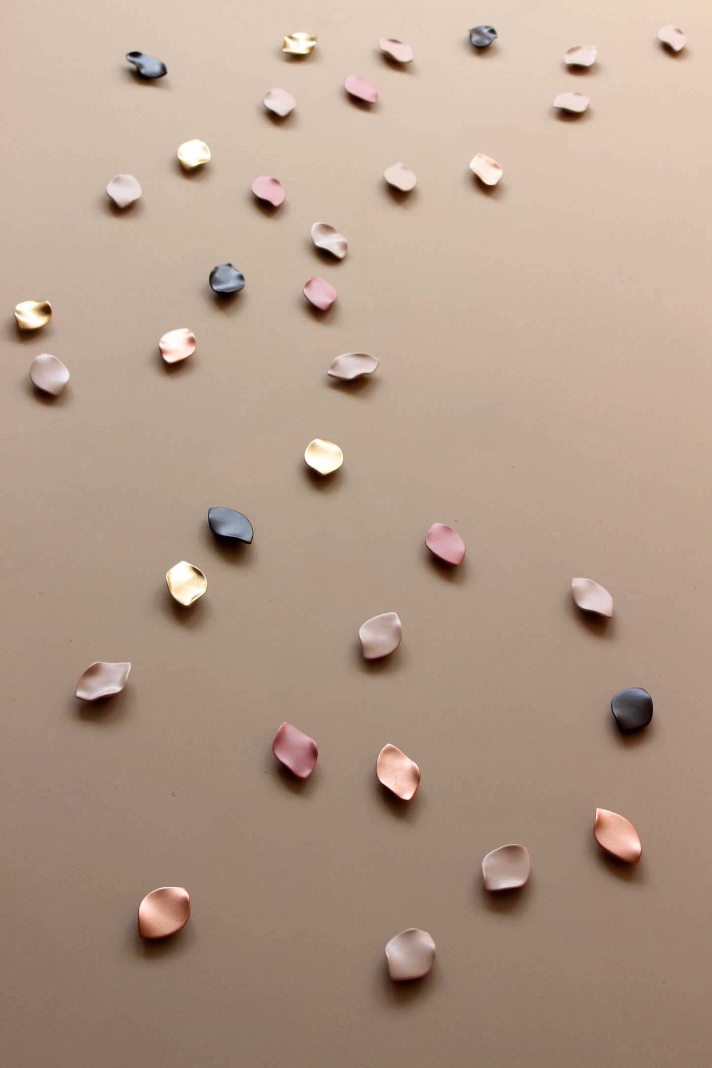 Porcelain Petal Wall Art: Summer Breeze - Pink, Gold, Brown & Copper Ceramic Sculpture (50)