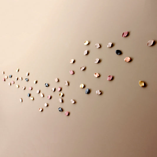 Porcelain Petal Wall Art: Summer Breeze - Pink, Gold, Brown & Copper Ceramic Sculpture (50)