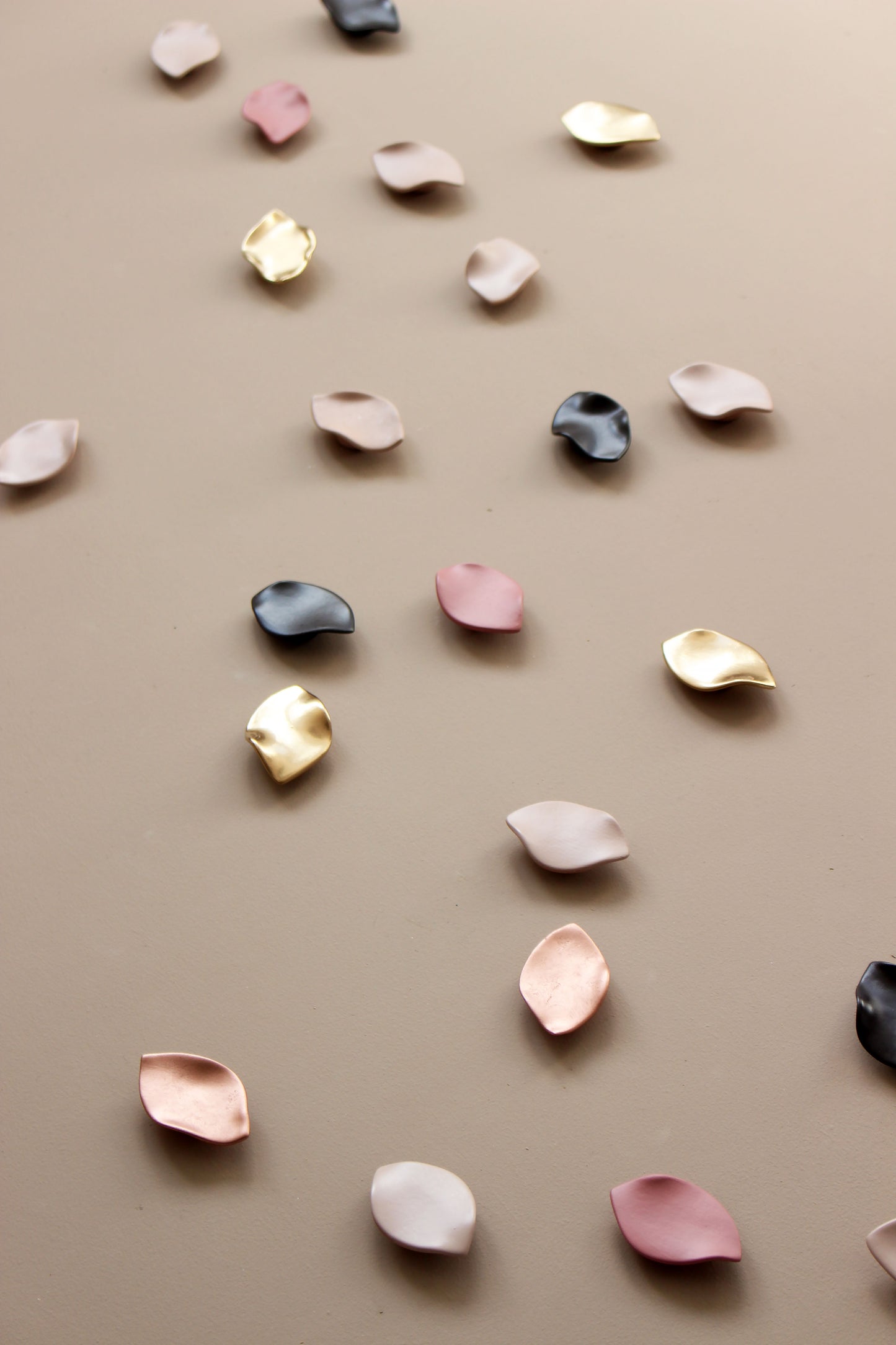 Porcelain Petal Wall Art: Summer Breeze - Pink, Gold, Brown & Copper Ceramic Sculpture (50)