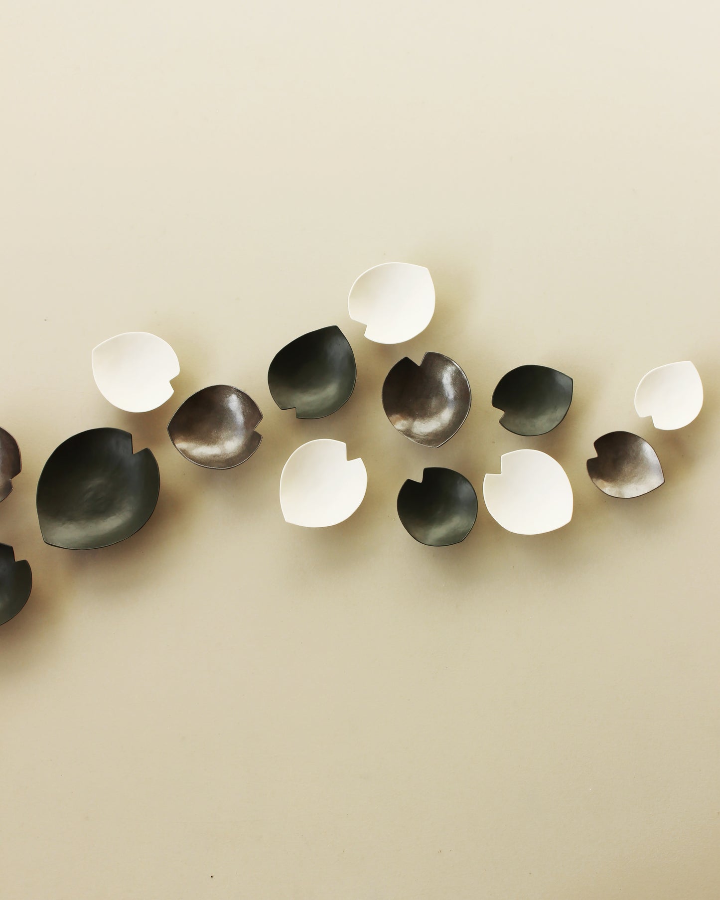 Bronze Ceramic Calla Lily Wall Sculpture - Textured Oversized Art Dark Green, Metal finish & Natural Porcelain (16)