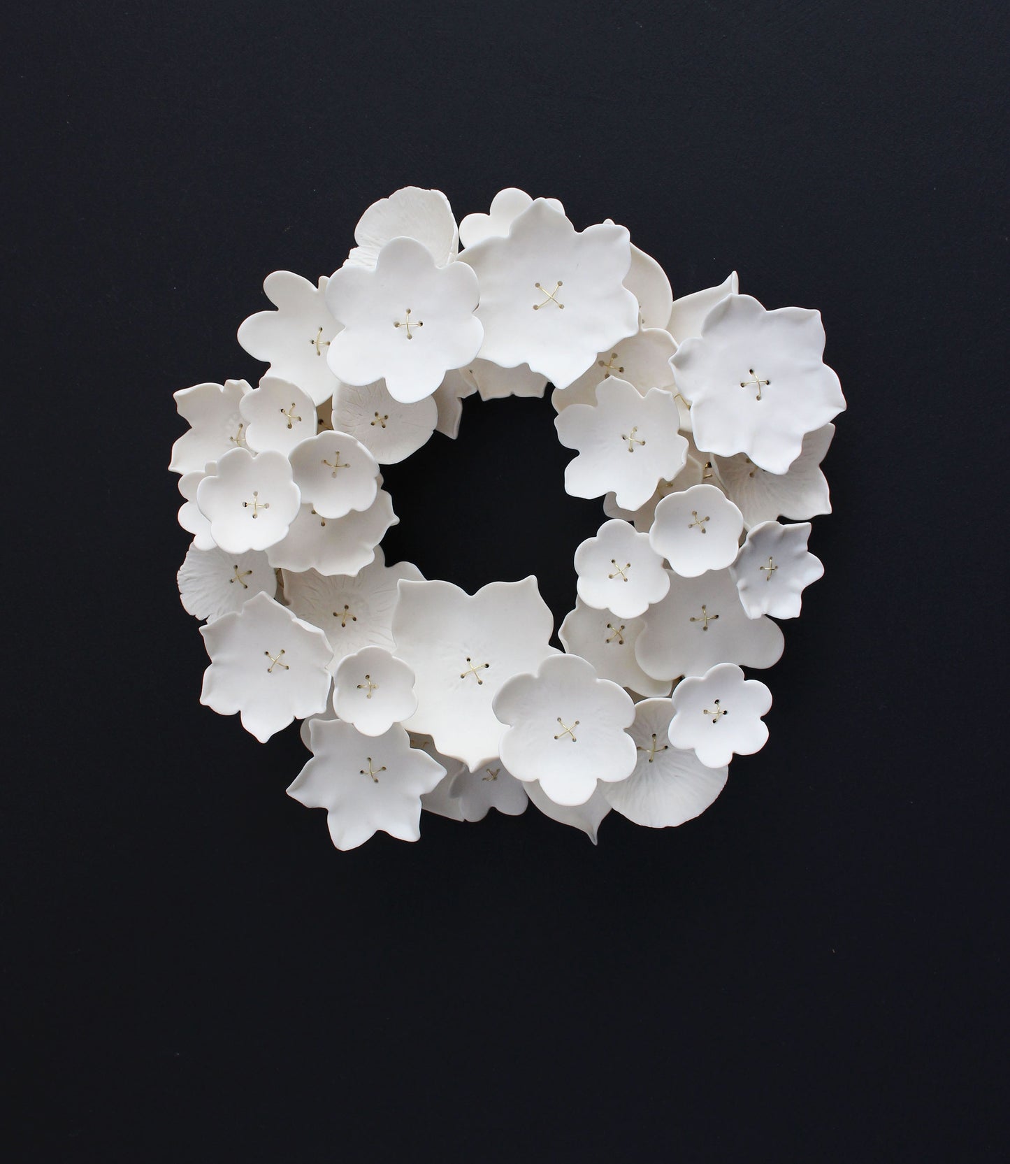 Wreath - Original Porcelain Ceramic Floral Sculpture