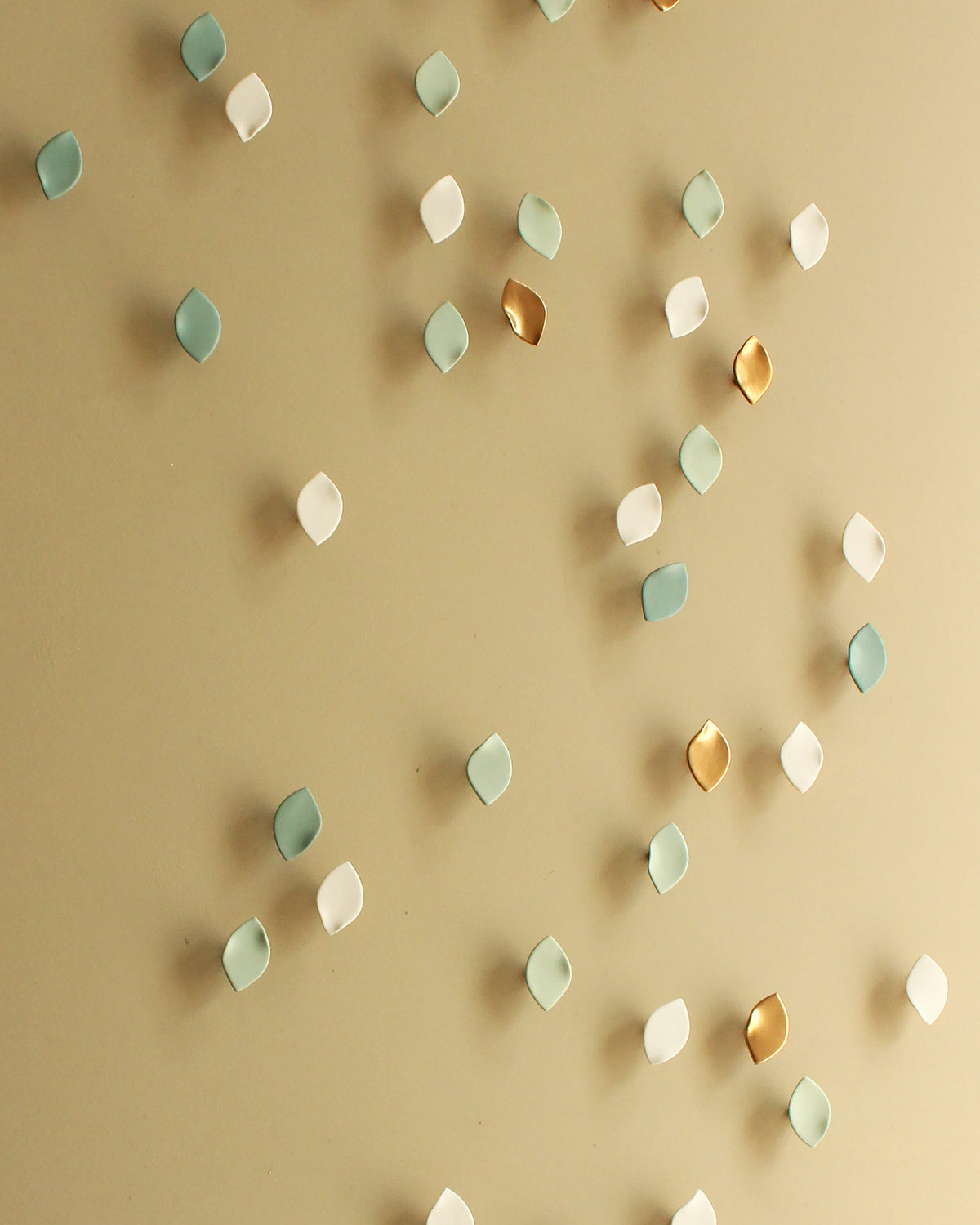 Go With the Flow - Extra large ceramic wall art in soft teal green blue, white and gold
