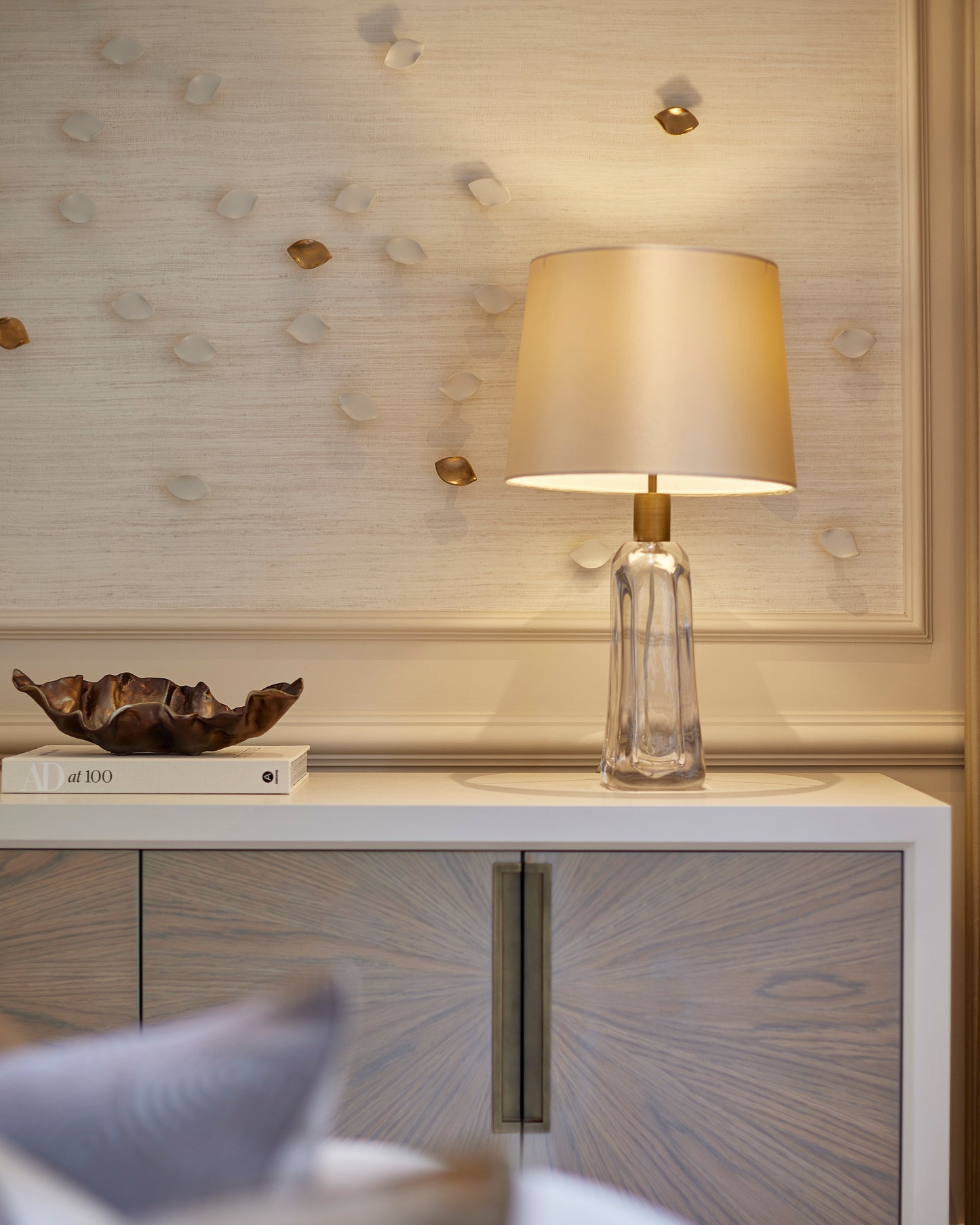 Serenity - Wall Art Sculpture Set of White and Gold Petals (45)