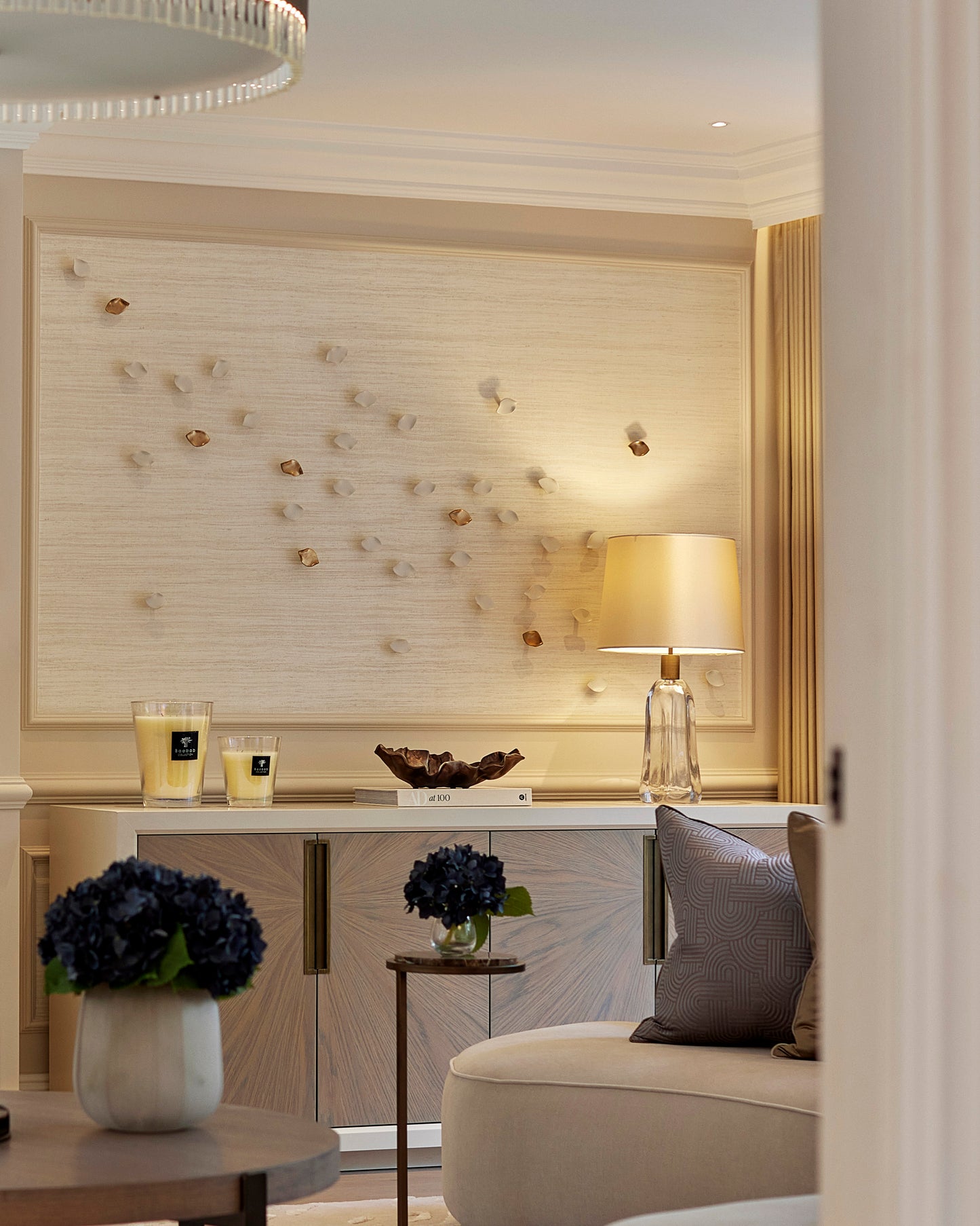 Serenity - Wall Art Sculpture Set of White and Gold Petals (45)