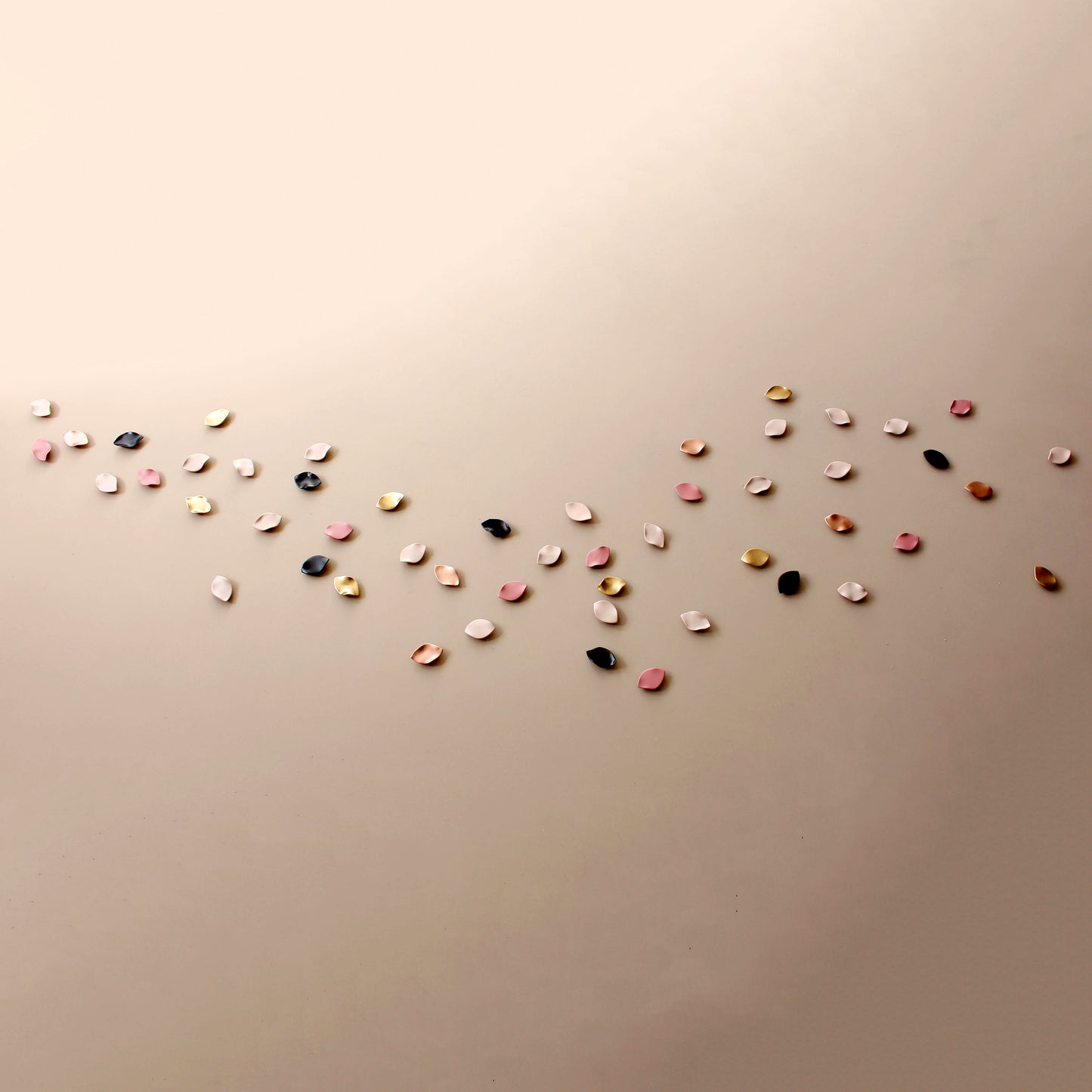 Porcelain Petal Wall Art: Summer Breeze - Pink, Gold, Brown & Copper Ceramic Sculpture (50)