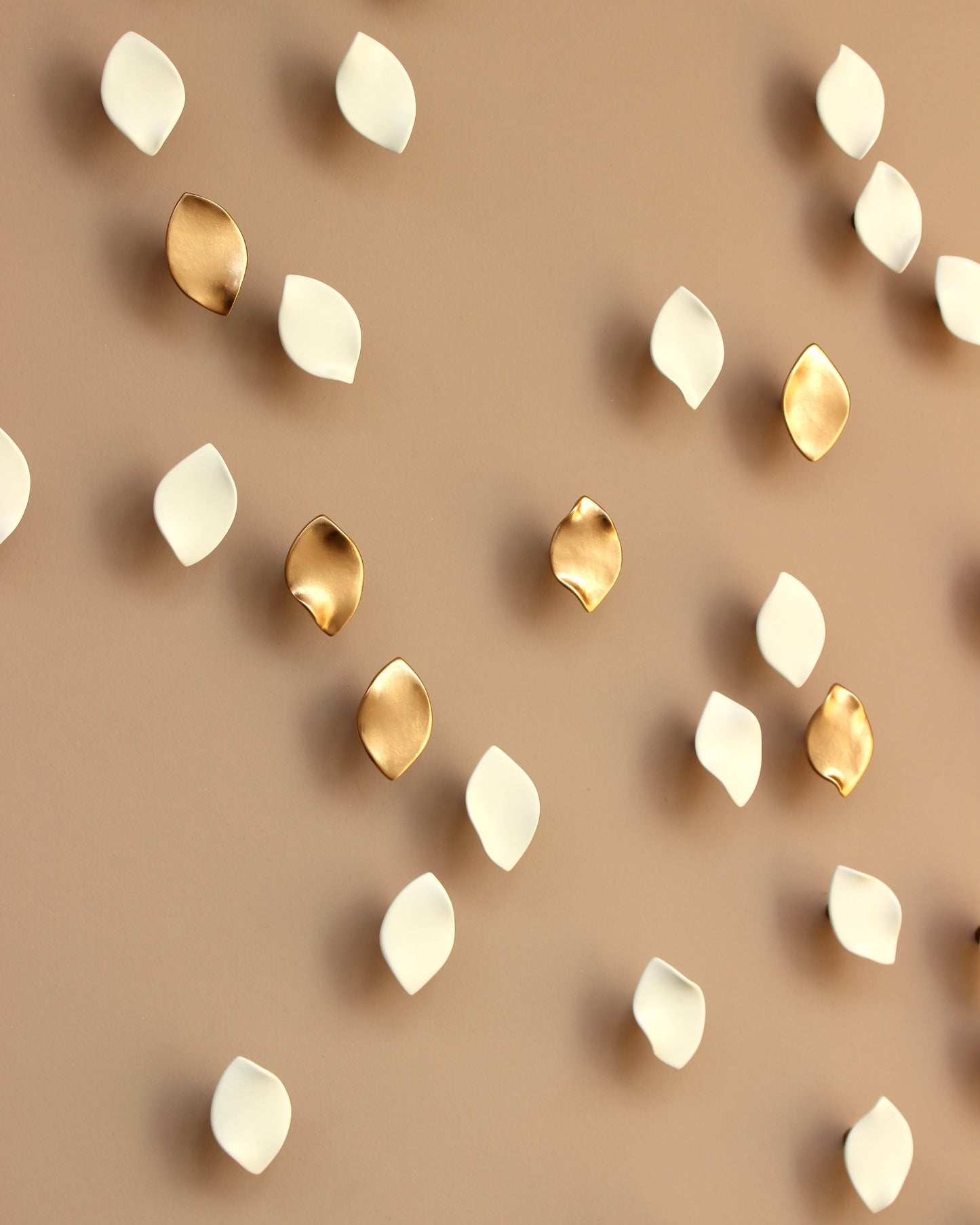 Serenity - Wall Art Sculpture Set of White and Gold Petals (45)