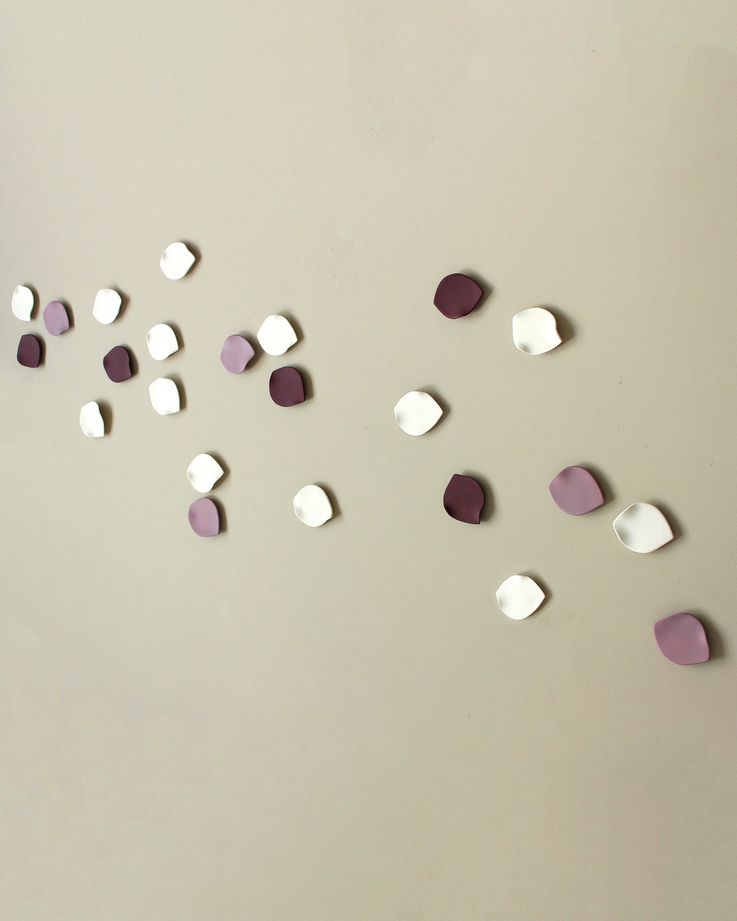Blossom Petals - Original Ceramic Wall Artwork in Porcelain, Deep Blackberry Purple and Soft Violet