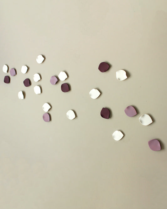Blossom Petals - Original Ceramic Wall Artwork in Porcelain, Deep Blackberry Purple and Soft Violet
