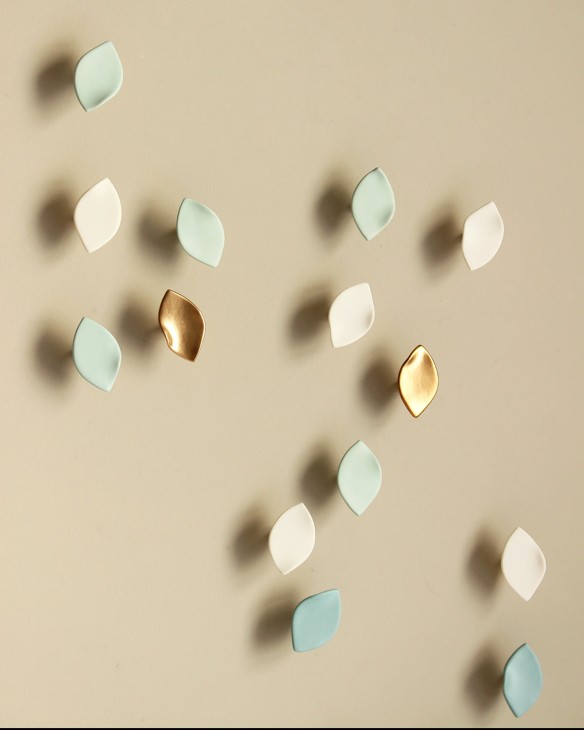Go With the Flow - Extra large ceramic wall art in soft teal green blue, white and gold