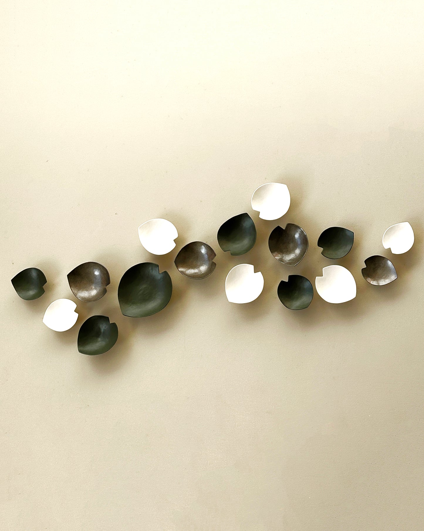 Bronze Ceramic Calla Lily Wall Sculpture - Textured Oversized Art Dark Green, Metal finish & Natural Porcelain (16)