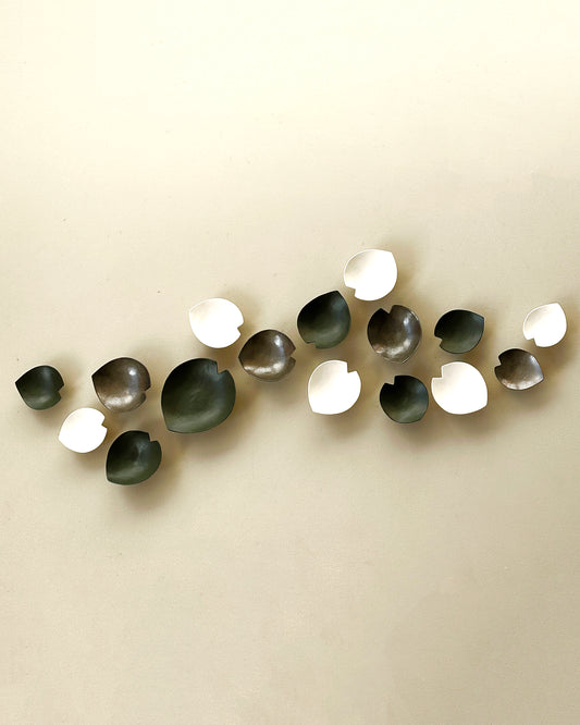 Bronze Ceramic Calla Lily Wall Sculpture - Textured Oversized Art Dark Green, Metal finish & Natural Porcelain (16)