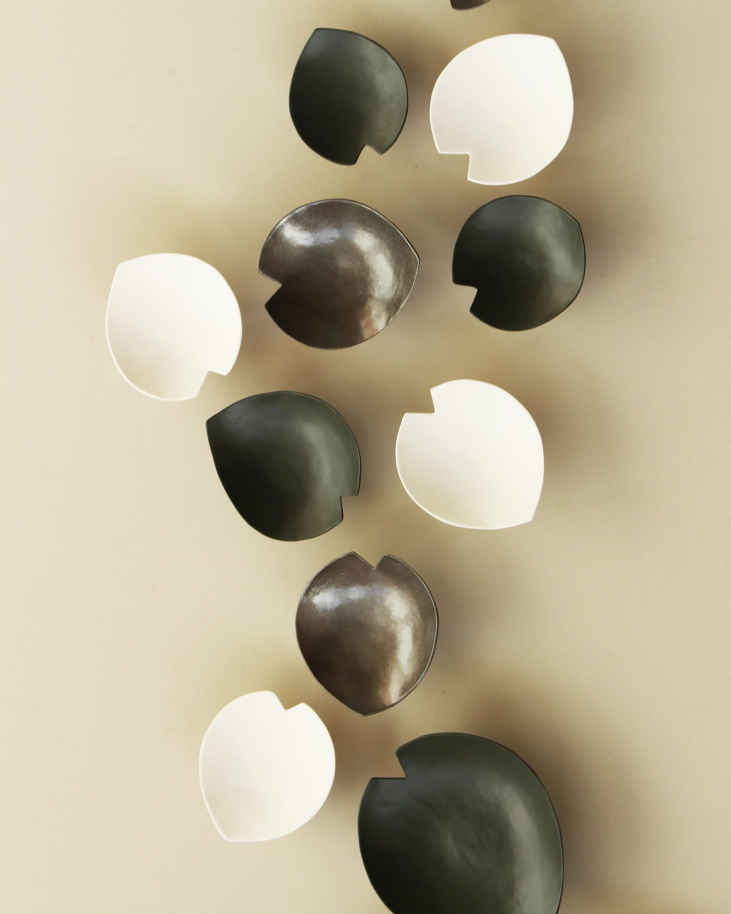 Bronze Ceramic Calla Lily Wall Sculpture - Textured Oversized Art Dark Green, Metal finish & Natural Porcelain (16)