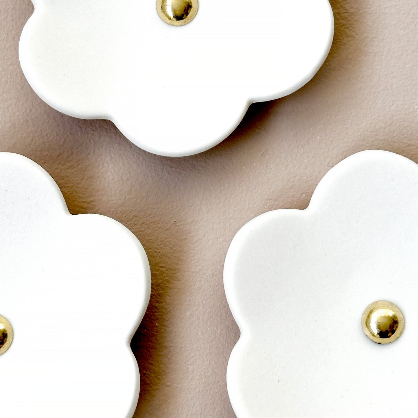 Cherry Blossom - 15 white porcelain wall art flowers with golden studded centres