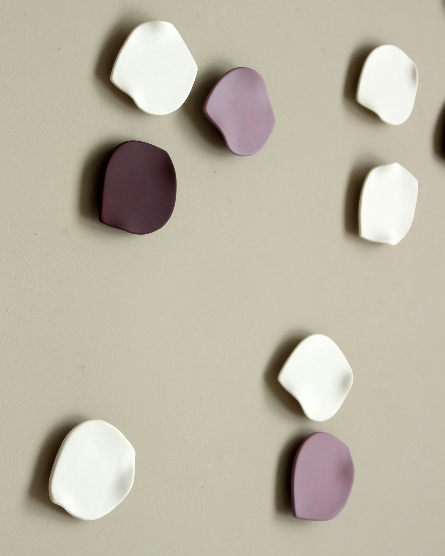 Blossom Petals - Original Ceramic Wall Artwork in Porcelain, Deep Blackberry Purple and Soft Violet