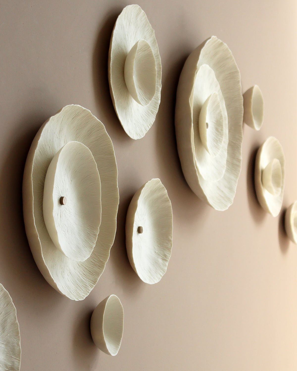 Flourish - Extra Large Circular Layered Flora Wall Art Sculpture with Studded Detail