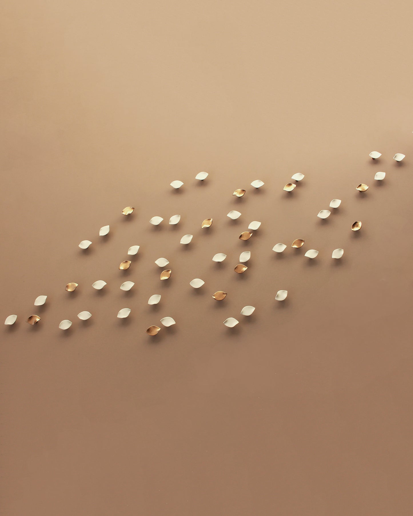 Serenity - Wall Art Sculpture Set of White and Gold Petals (45)