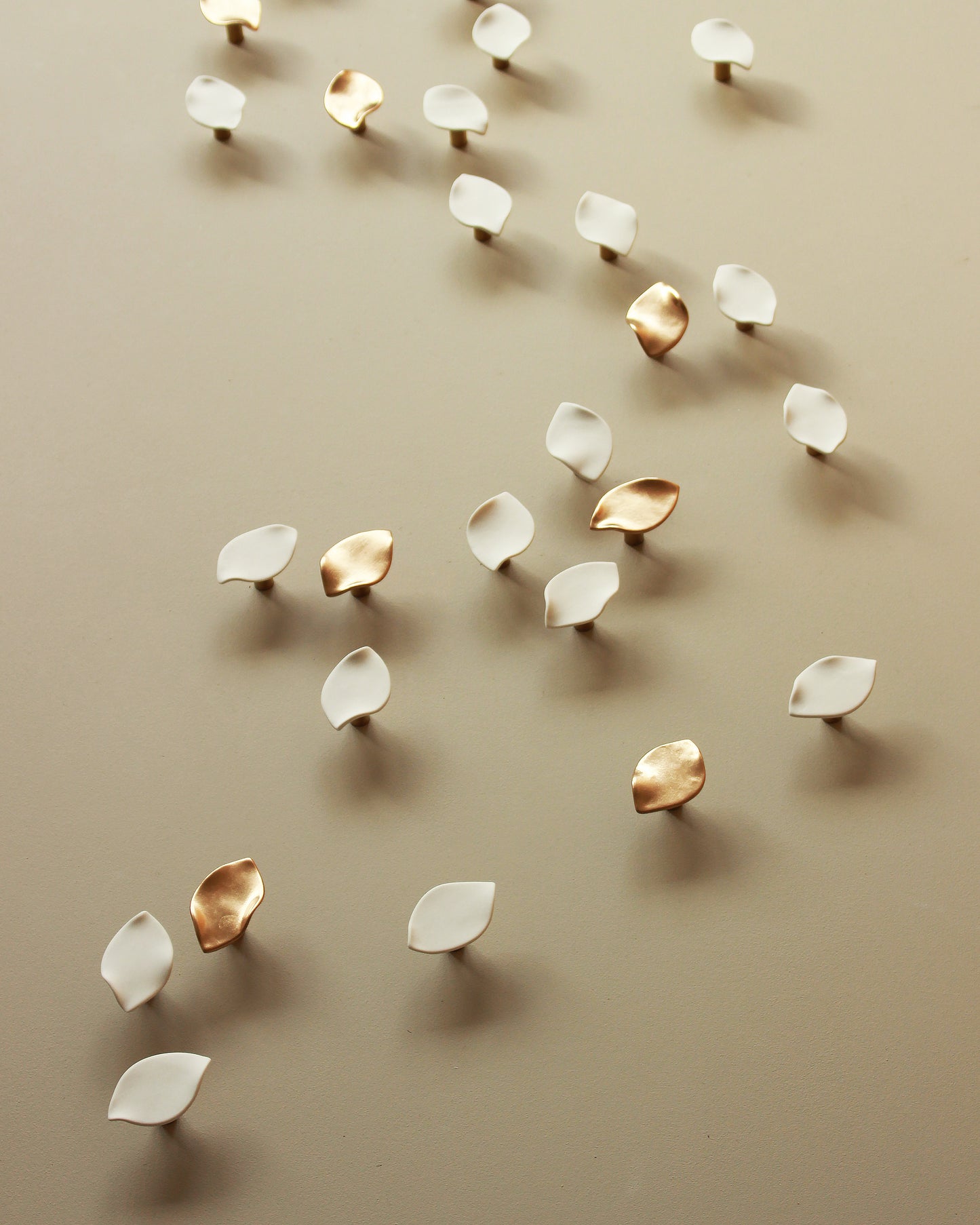 Serenity - Wall Art Sculpture Set of White and Gold Petals (45)