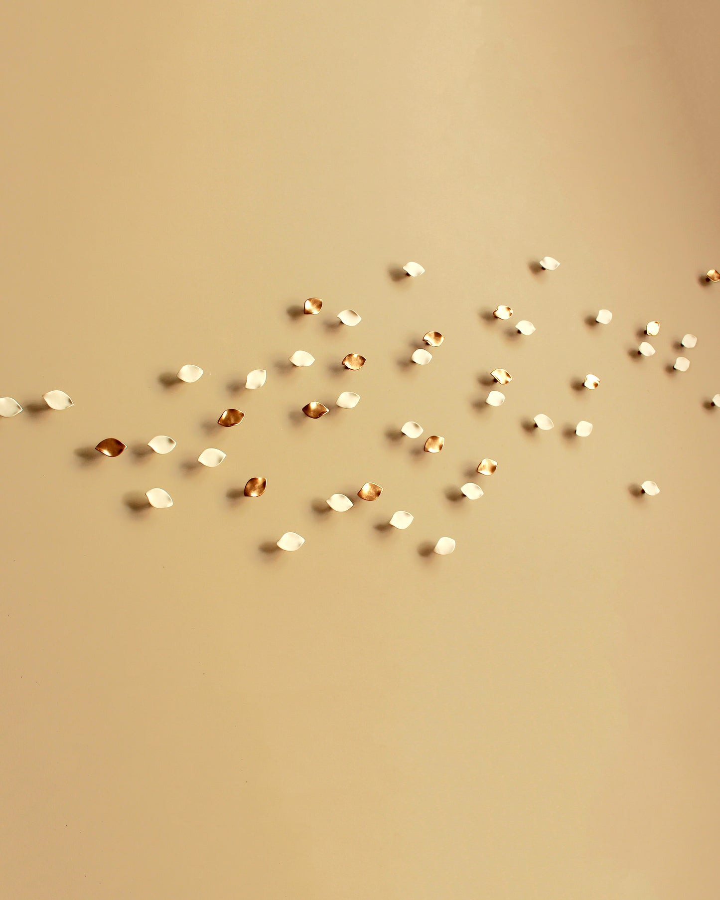 Serenity - Wall Art Sculpture Set of White and Gold Petals (45)