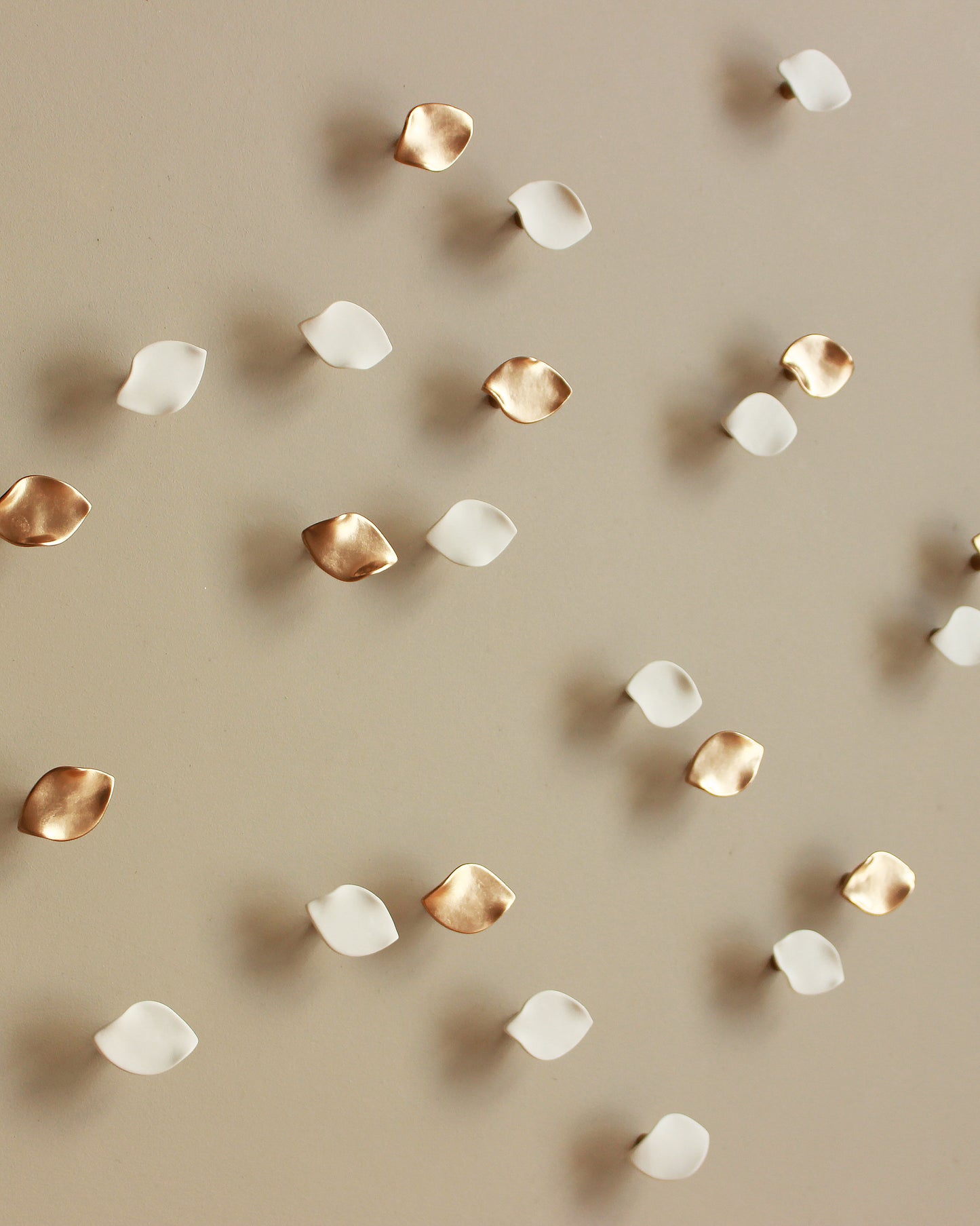 Serenity - Wall Art Sculpture Set of White and Gold Petals (45)