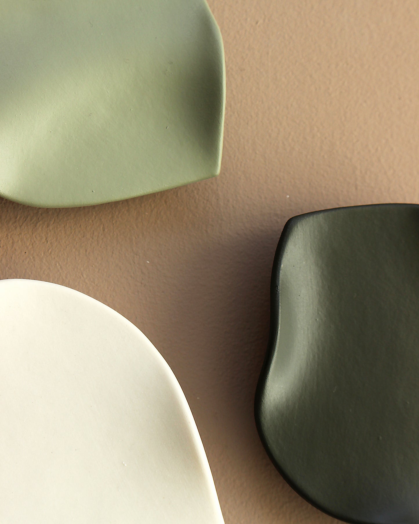 Large Porcelain Wall Art Sculpture: Blossom Petals Green, Dark Khaki and Natural White (19)