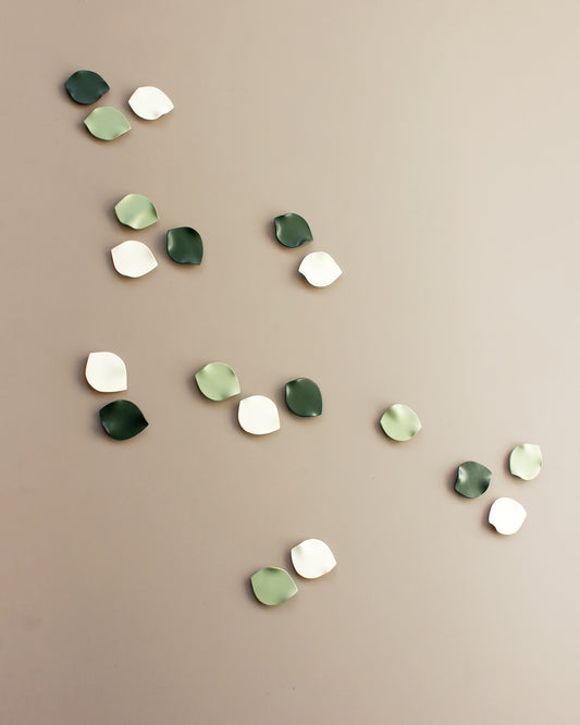 Large Porcelain Wall Art Sculpture: Blossom Petals Green, Dark Khaki and Natural White (19)
