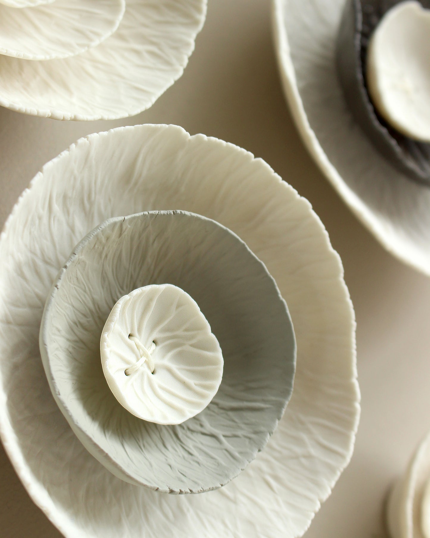 Floreo - Natural Porcelain and Bronze Textured Ceramic Wall Art Sculpture Made to Order