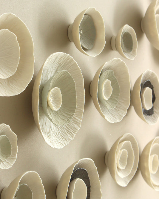 Floreo - Natural Porcelain and Bronze Textured Ceramic Wall Art Sculpture Made to Order