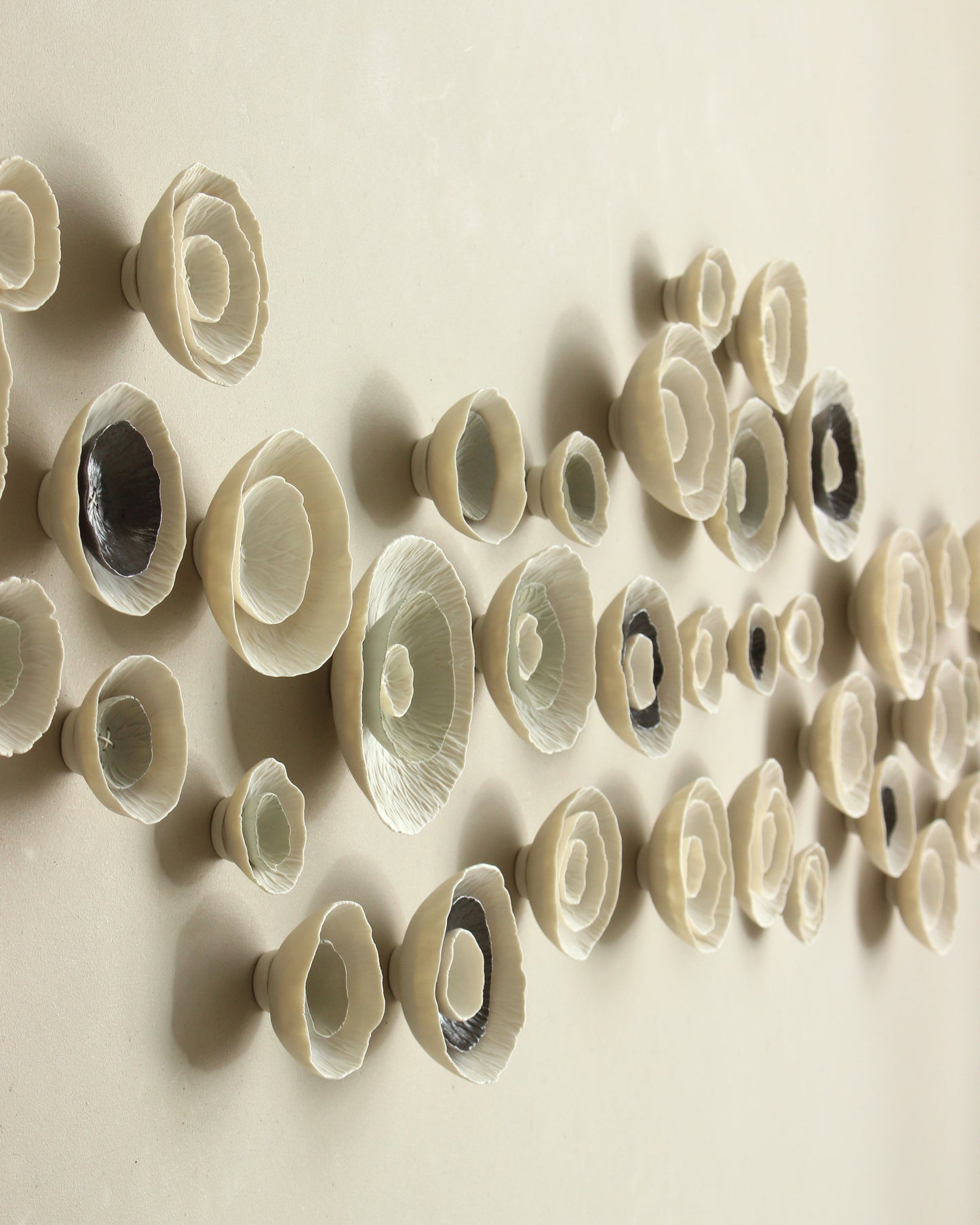 Floreo - Natural Porcelain and Bronze Textured Ceramic Wall Art Sculpture Made to Order