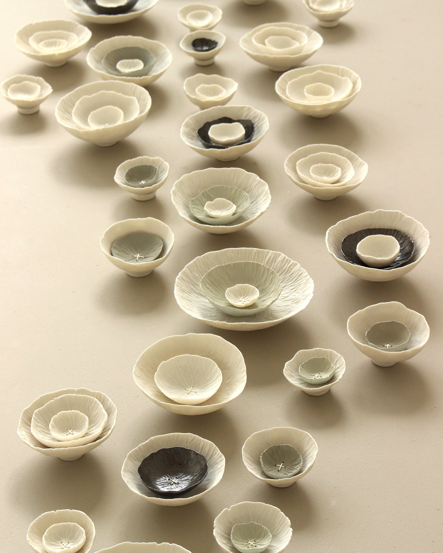 Floreo - Natural Porcelain and Bronze Textured Ceramic Wall Art Sculpture Made to Order
