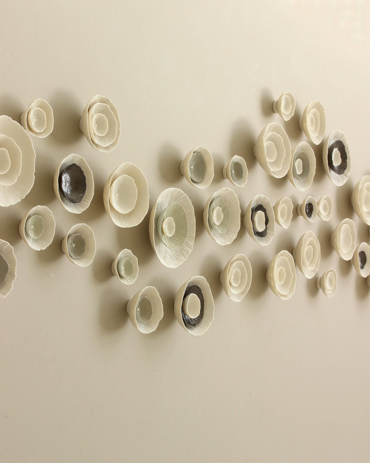 Floreo - Natural Porcelain and Bronze Textured Ceramic Wall Art Sculpture Made to Order