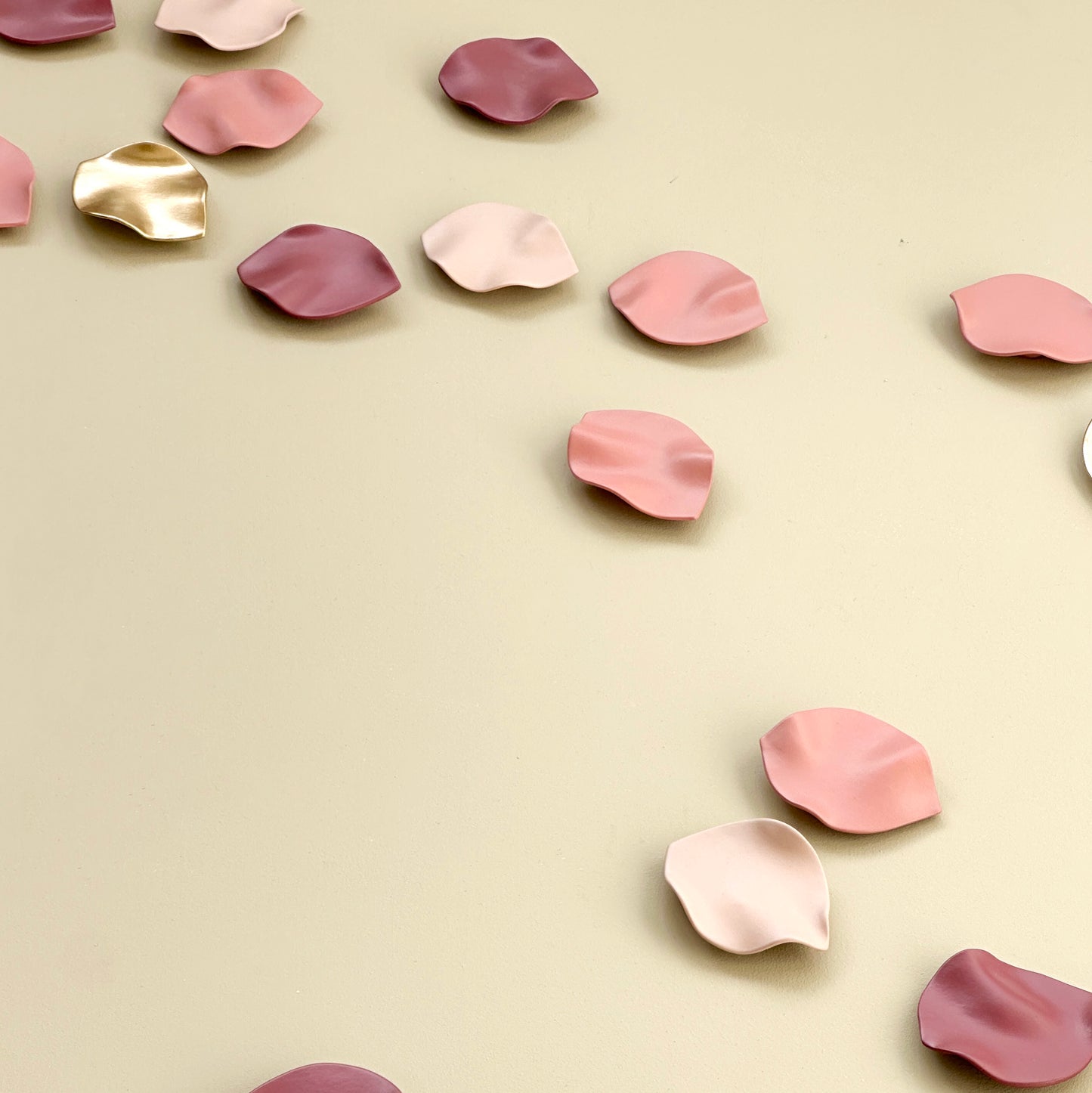 Blossom - Large wall art 28 Petal wall sculptures in dusky pinks, burgundy purple and gold porcelain Handmade porcelain ceramic