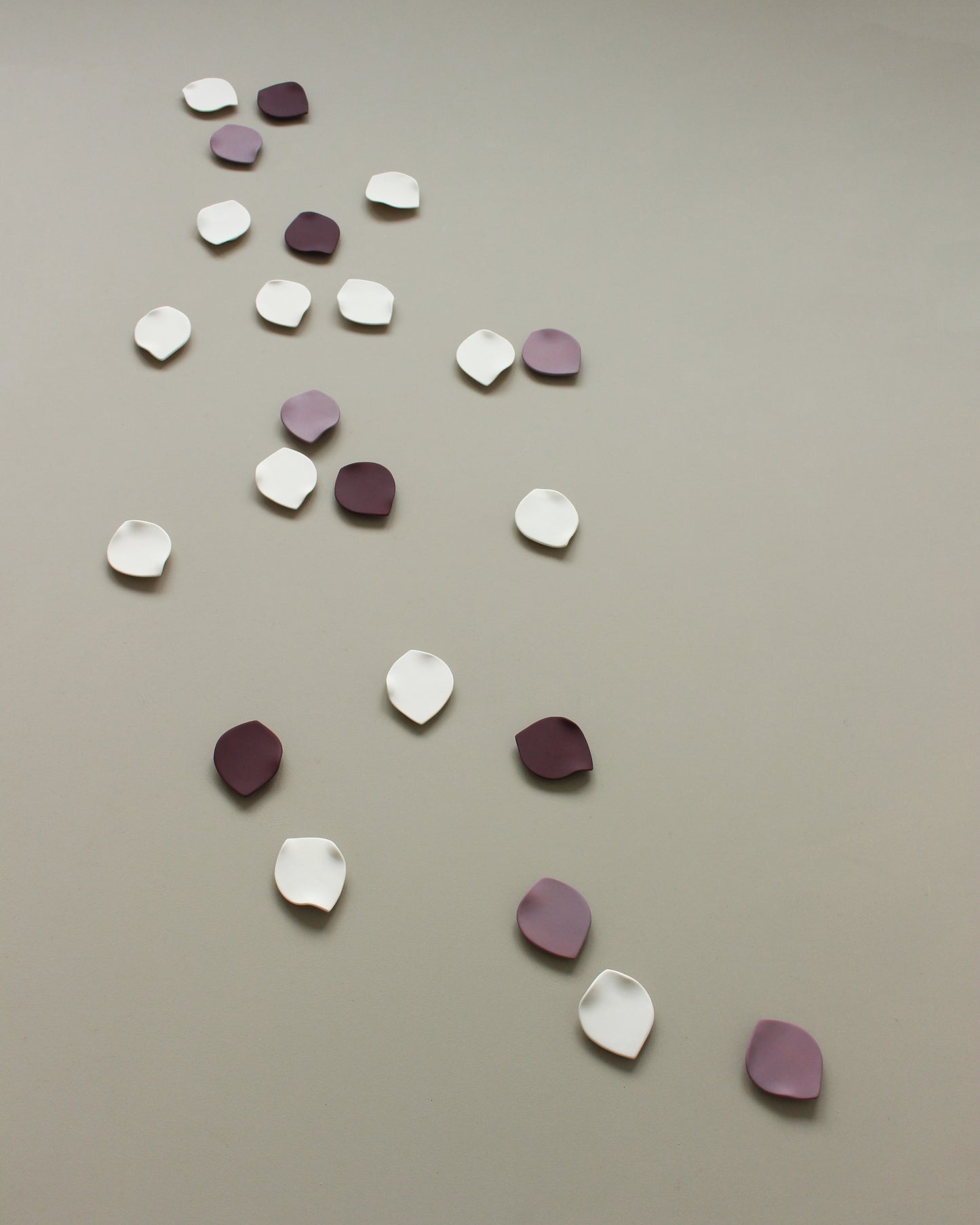 Blossom Petals - Original Ceramic Wall Artwork in Porcelain, Deep Blackberry Purple and Soft Violet
