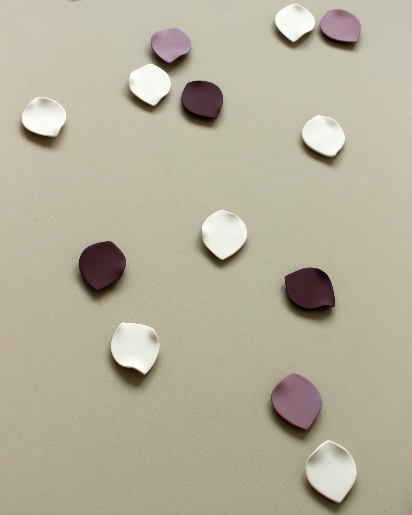 Blossom Petals - Original Ceramic Wall Artwork in Porcelain, Deep Blackberry Purple and Soft Violet