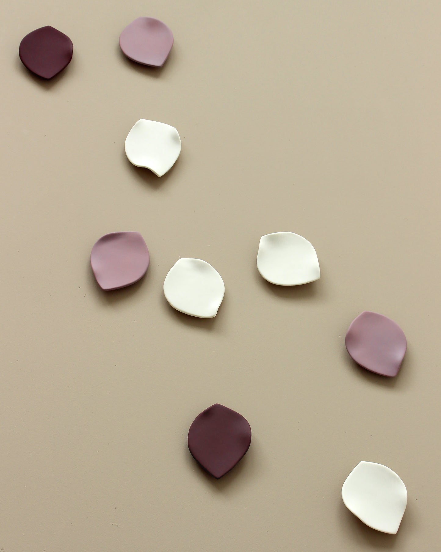 Blossom Petals - Original Ceramic Wall Artwork in Porcelain, Deep Blackberry Purple and Soft Violet