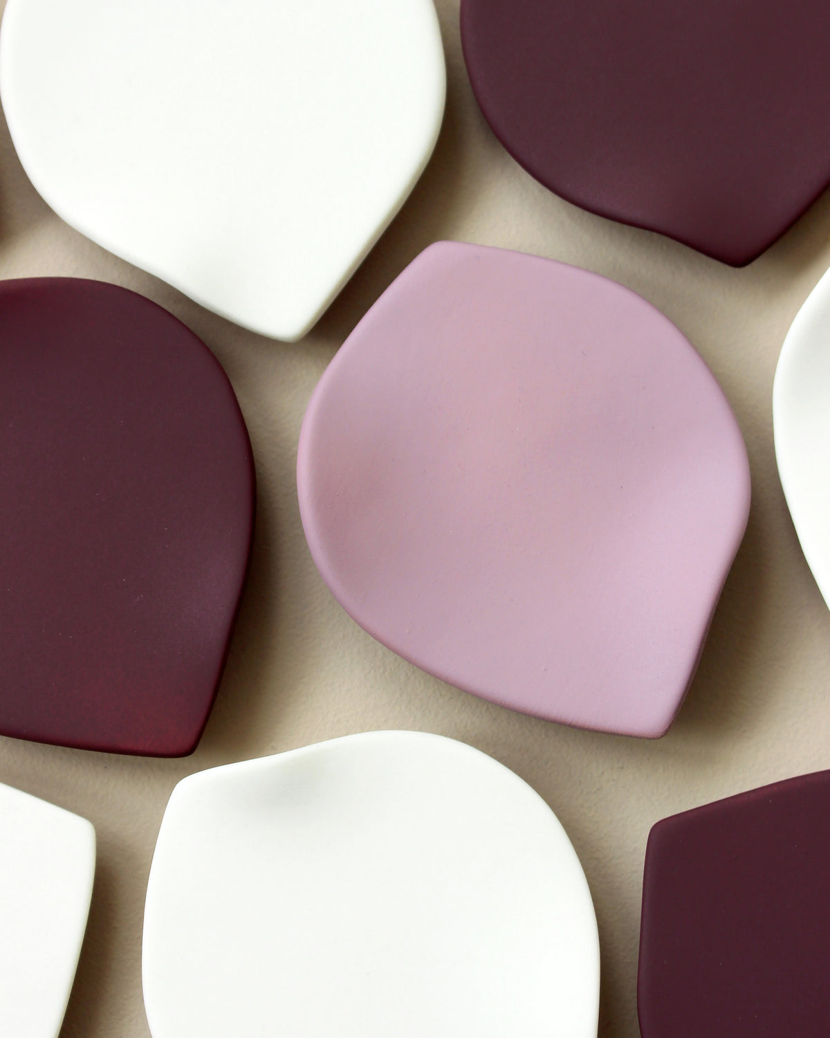 Blossom Petals - Original Ceramic Wall Artwork in Porcelain, Deep Blackberry Purple and Soft Violet