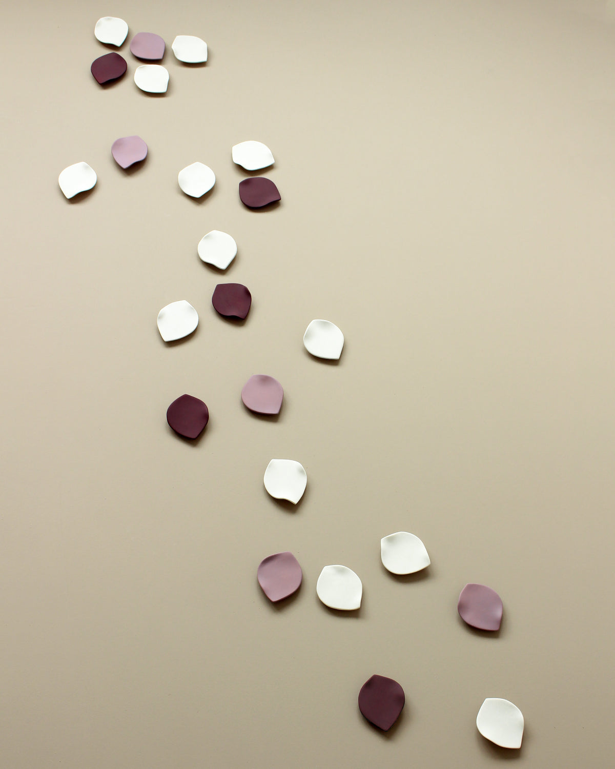 Blossom Petals - Original Ceramic Wall Artwork in Porcelain, Deep Blackberry Purple and Soft Violet