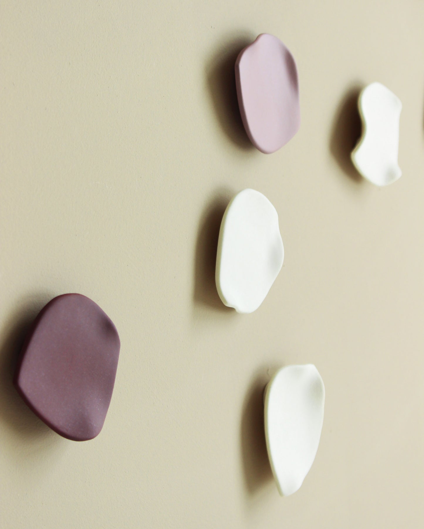 Blossom Petals - Original Ceramic Wall Artwork in Porcelain, Deep Blackberry Purple and Soft Violet