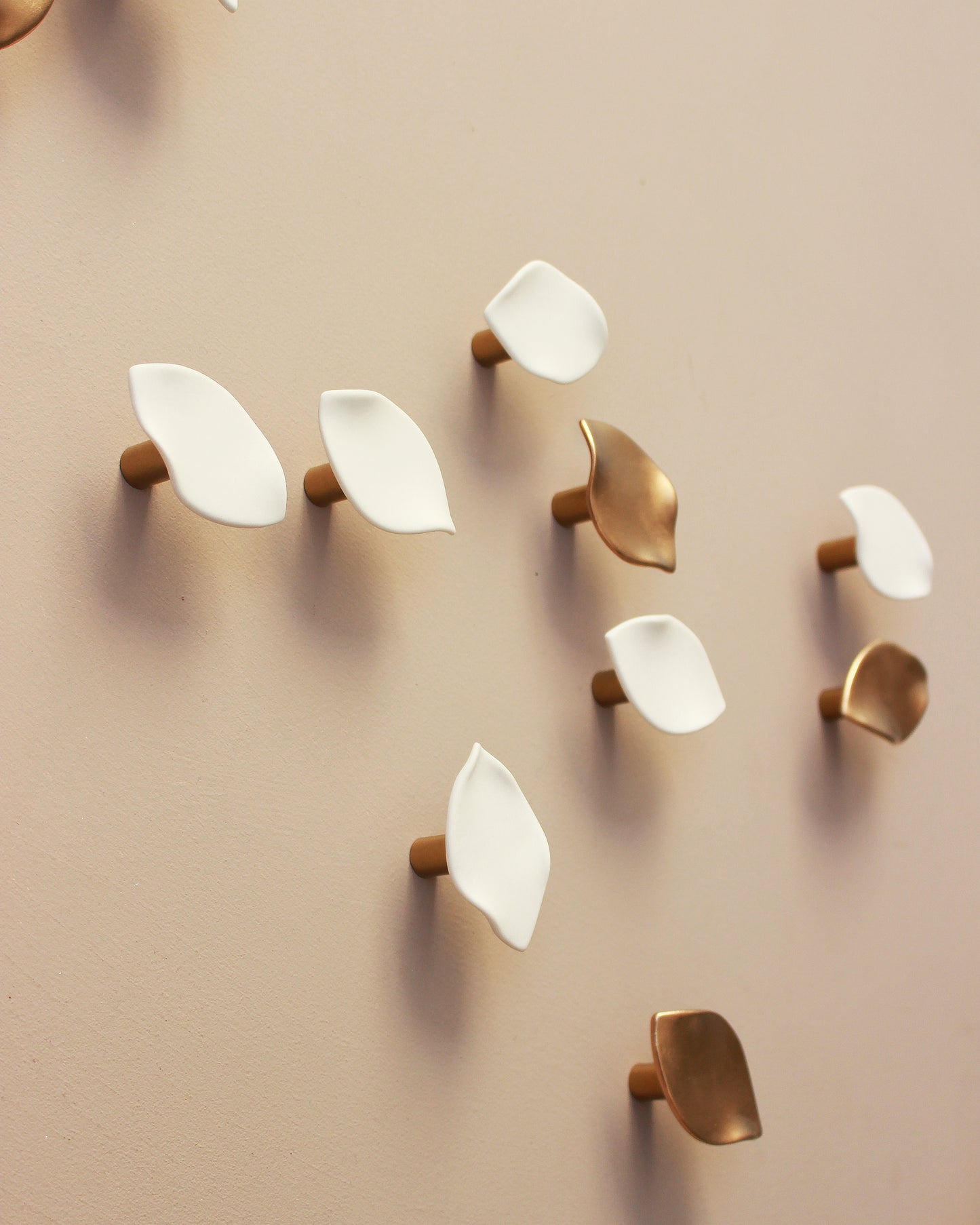 Serenity - Wall Art Sculpture Set of White and Gold Petals (45)