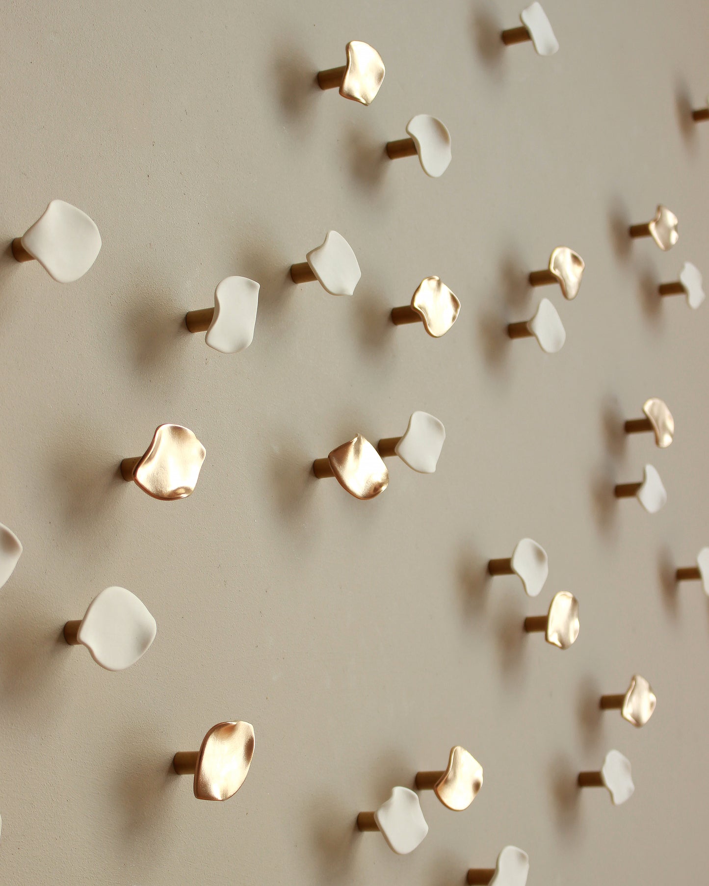 Serenity - Wall Art Sculpture Set of White and Gold Petals (45)