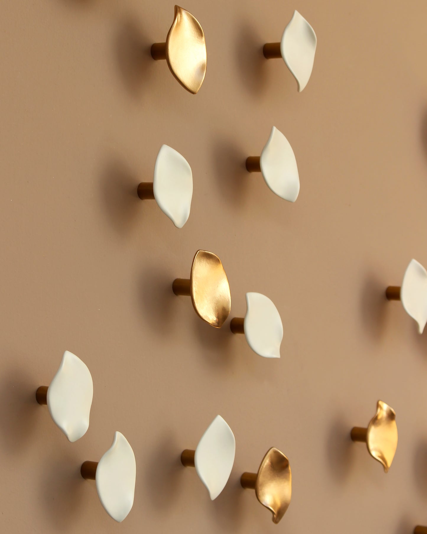 Serenity - Wall Art Sculpture Set of White and Gold Petals (45)
